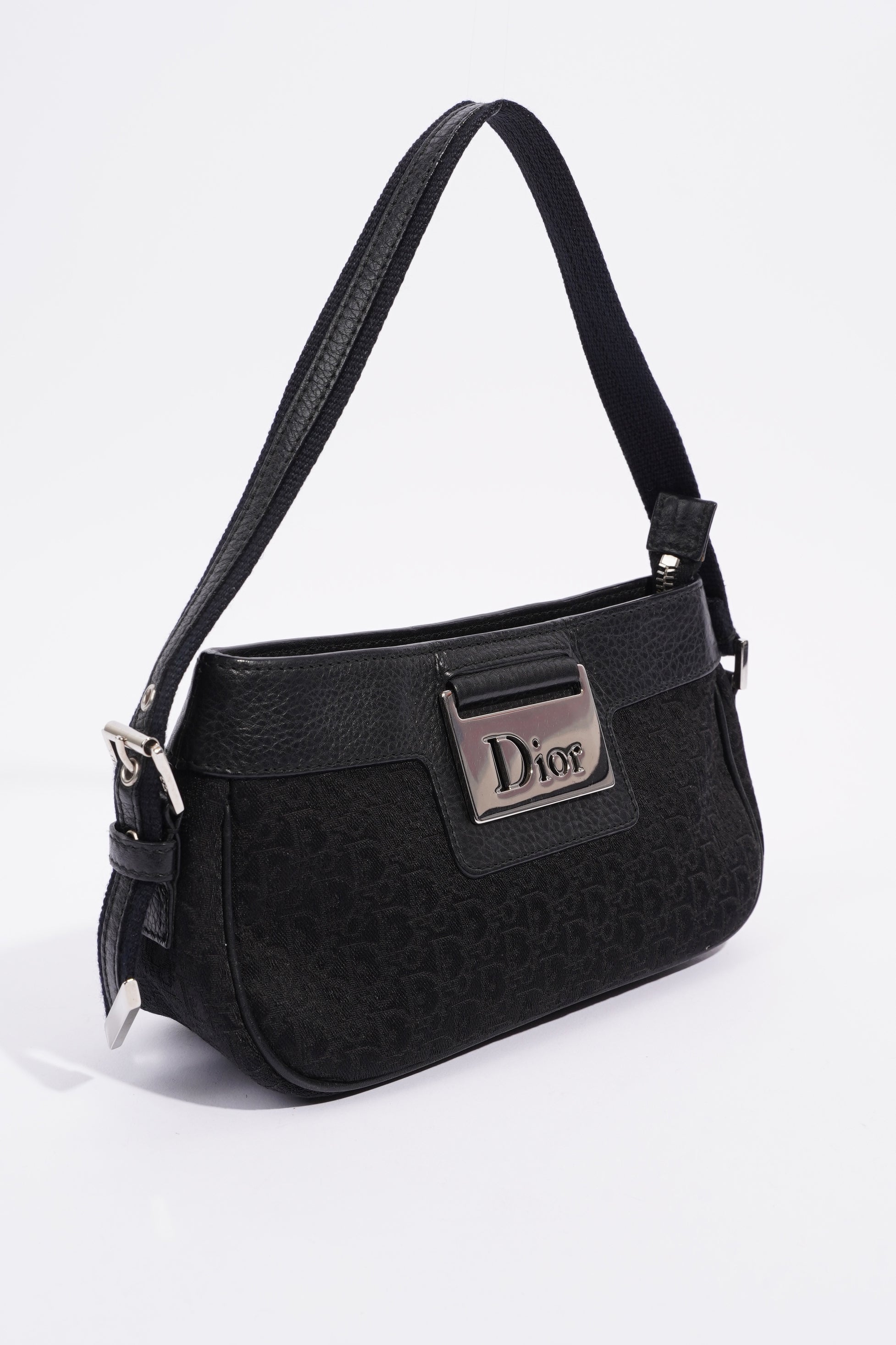 Christian Dior Shoulder Bag Black Jacquard Canvas