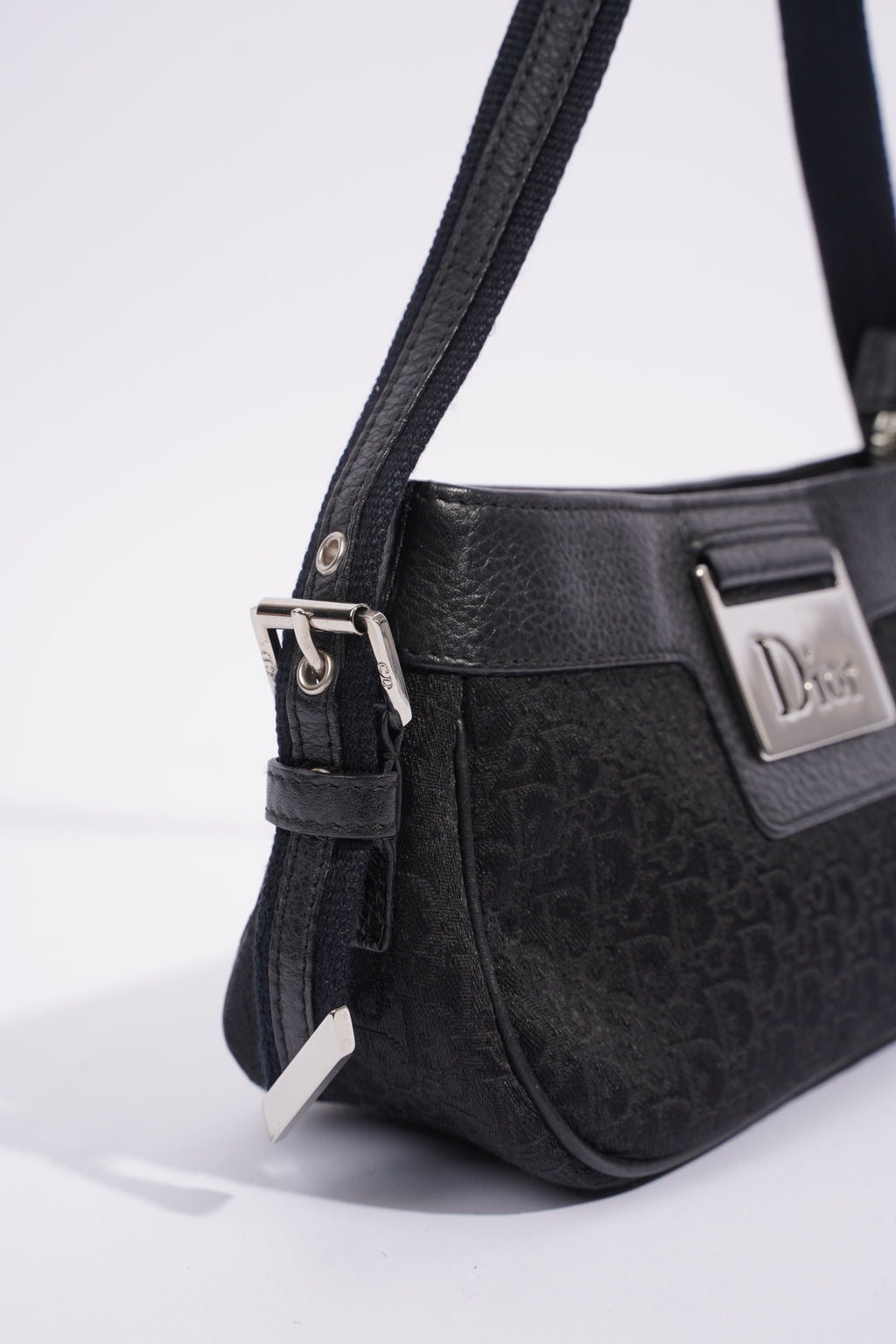 Christian Dior Shoulder Bag Black Jacquard Canvas
