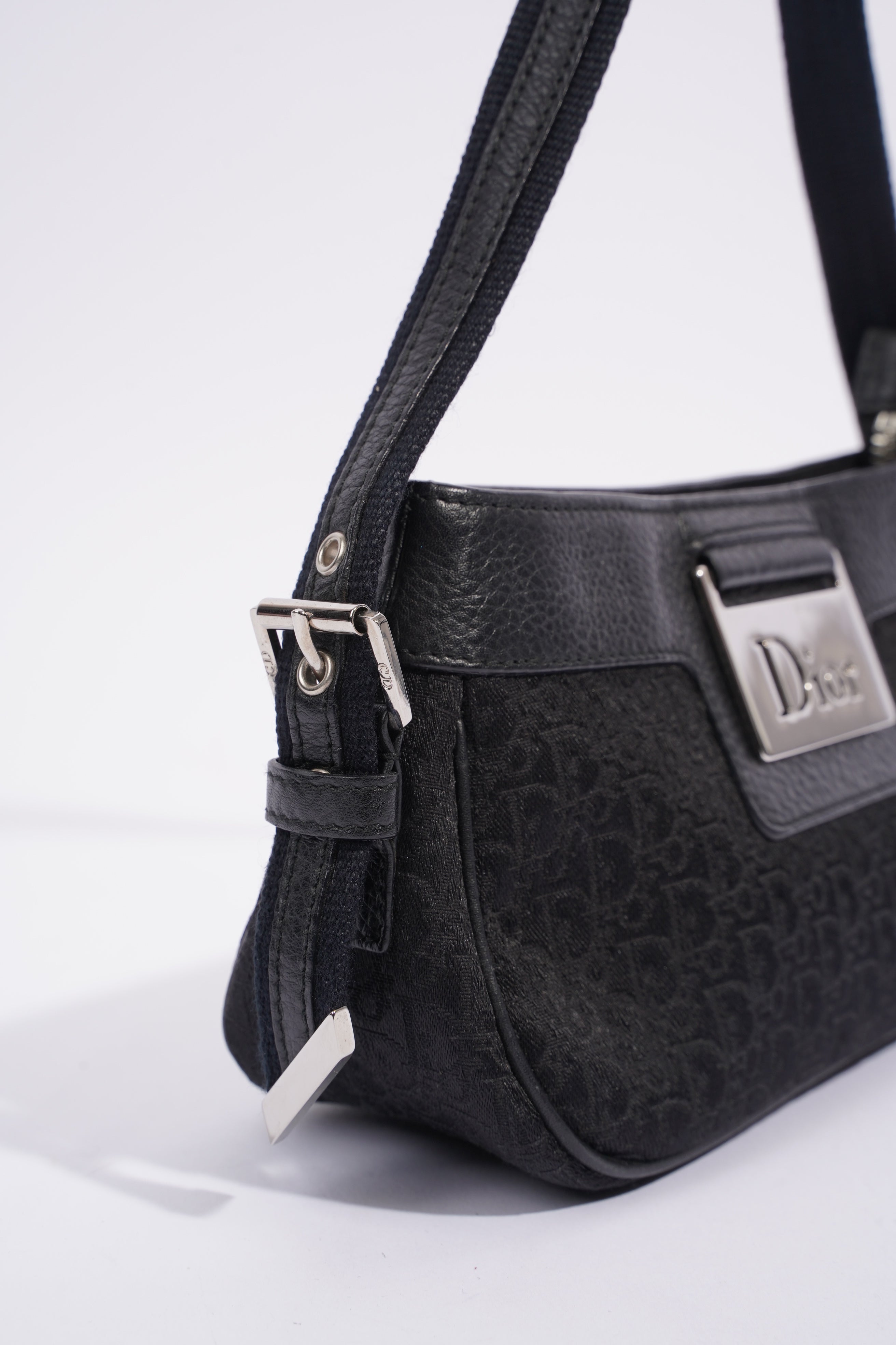 Christian Dior Shoulder Bag Black Jacquard Canvas
