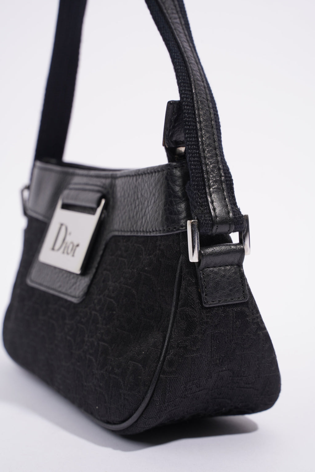 Christian Dior Shoulder Bag Black Jacquard Canvas