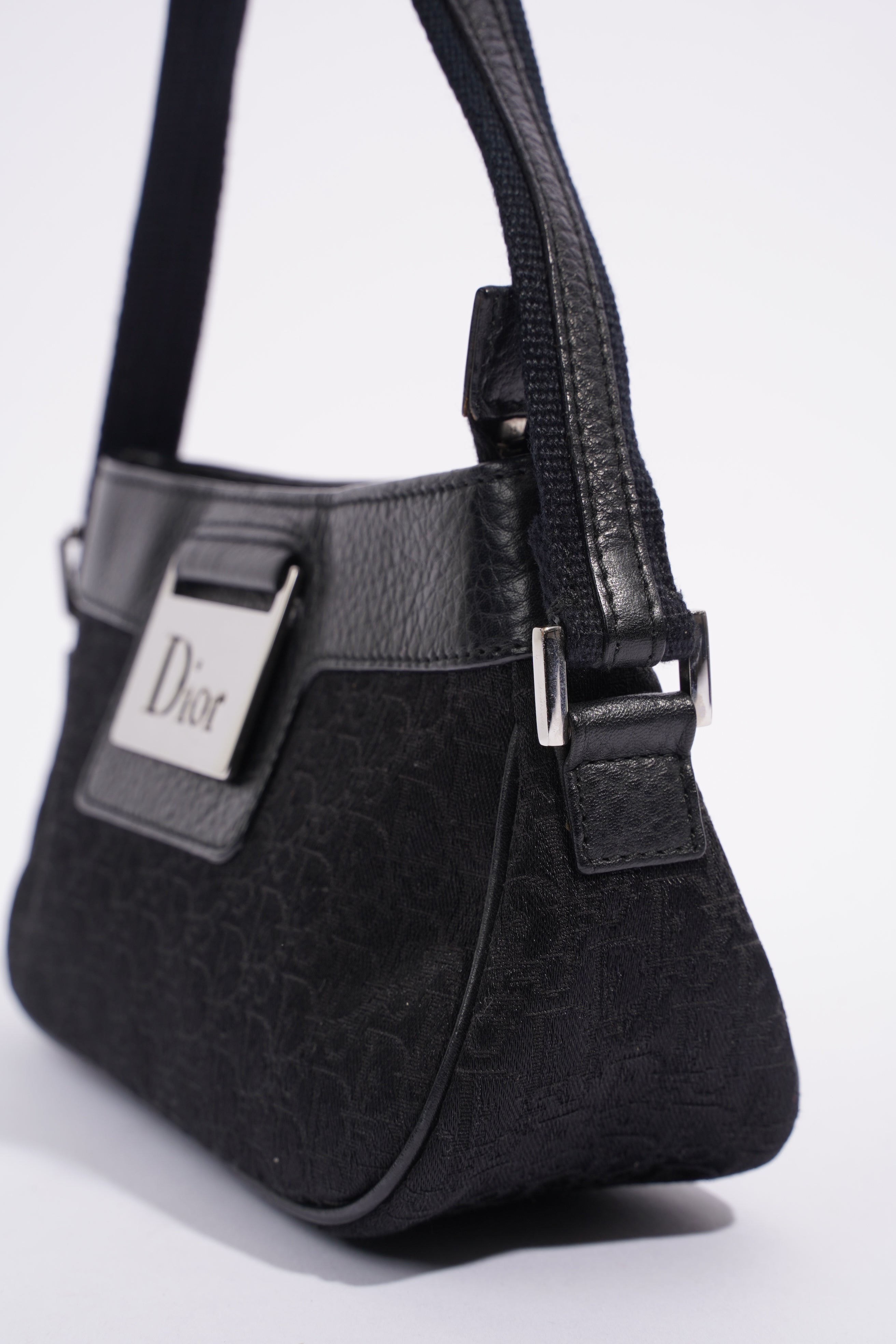 Christian Dior Shoulder Bag Black Jacquard Canvas