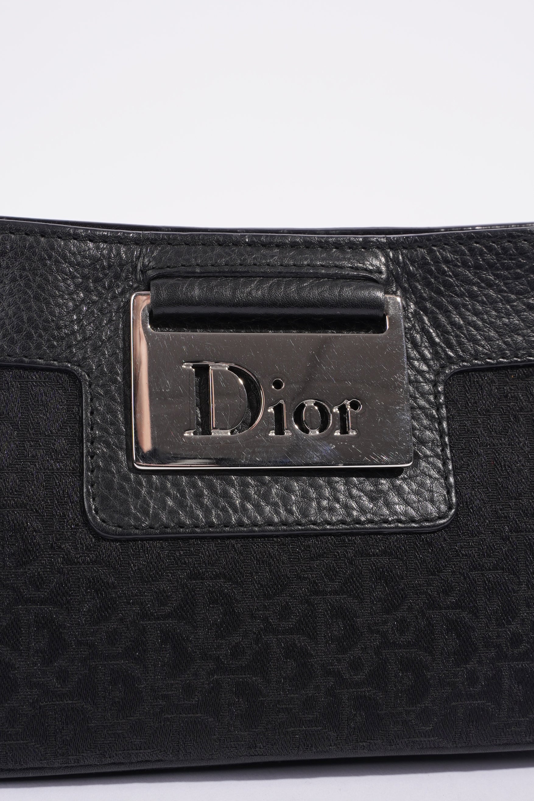 Christian Dior Shoulder Bag Black Jacquard Canvas