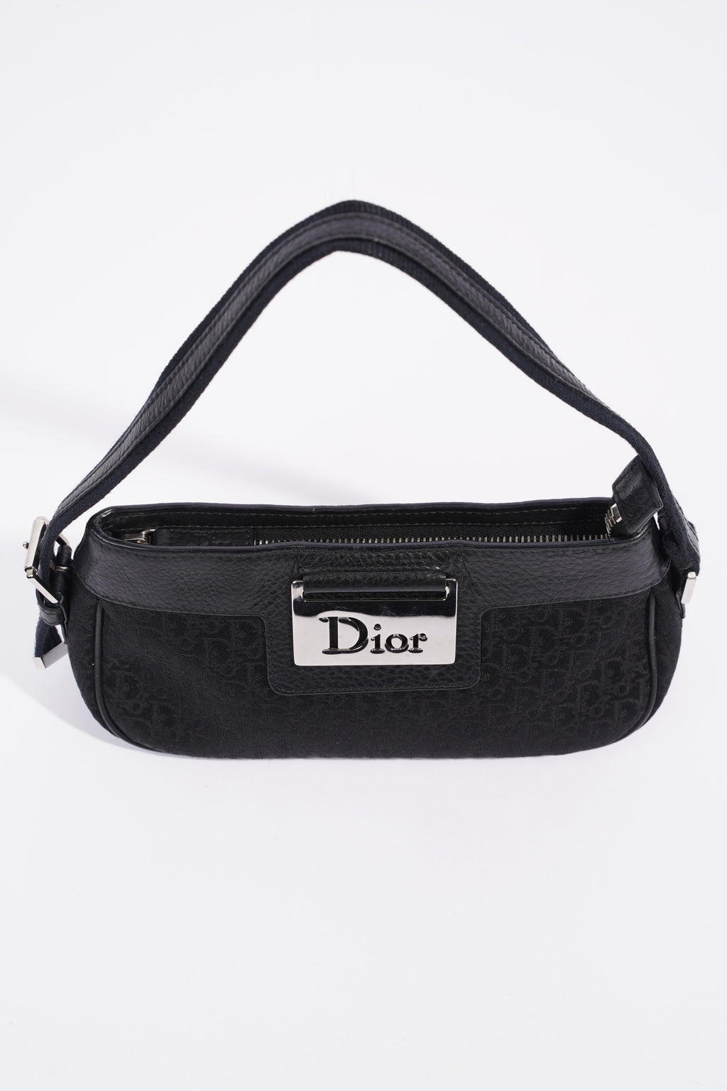 Christian Dior Shoulder Bag Black Jacquard Canvas