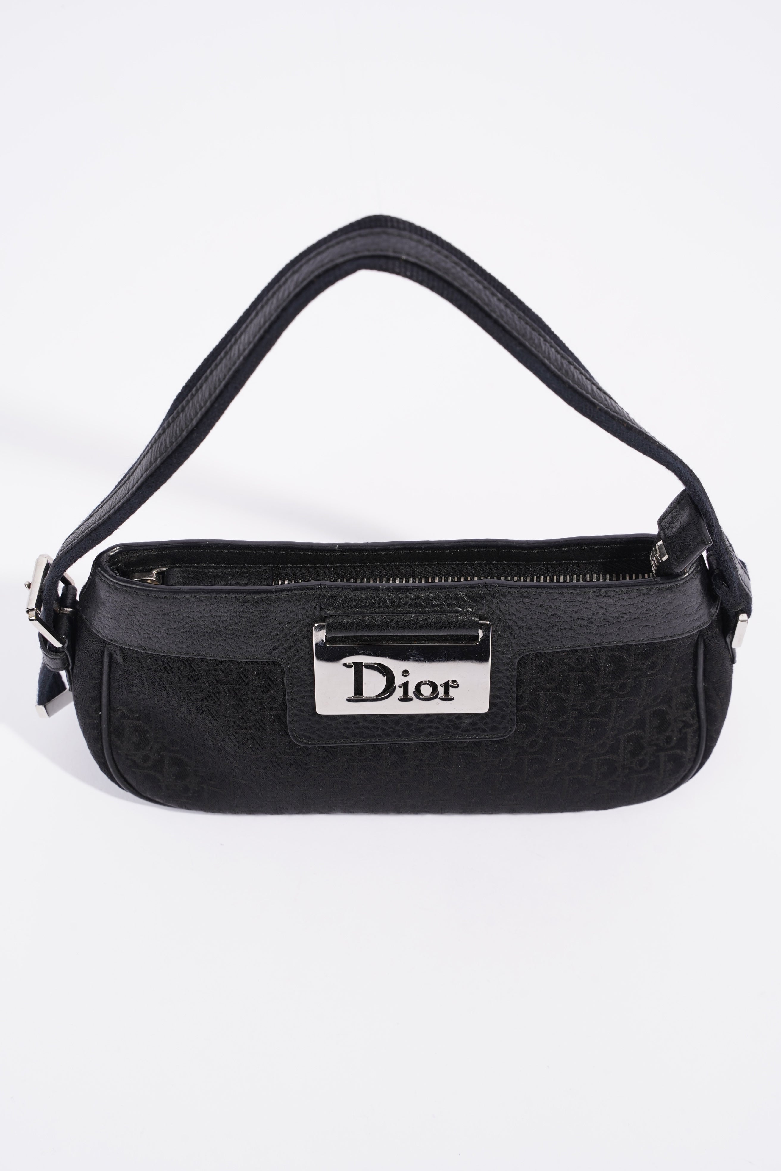 Christian Dior Shoulder Bag Black Jacquard Canvas