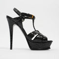 Saint Laurent Tribute Sandal 105 Black Embossed Leather EU 38 UK 5