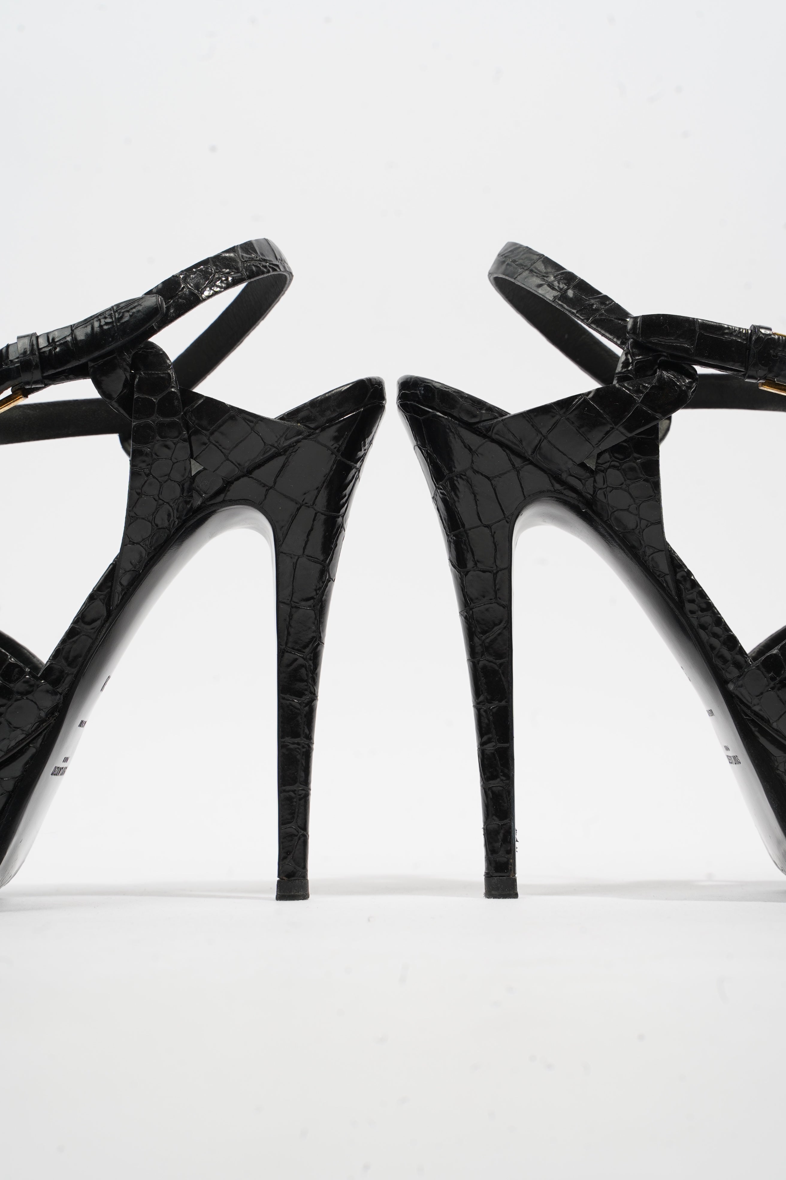 Saint Laurent Tribute Sandal 105 Black Embossed Leather EU 38 UK 5