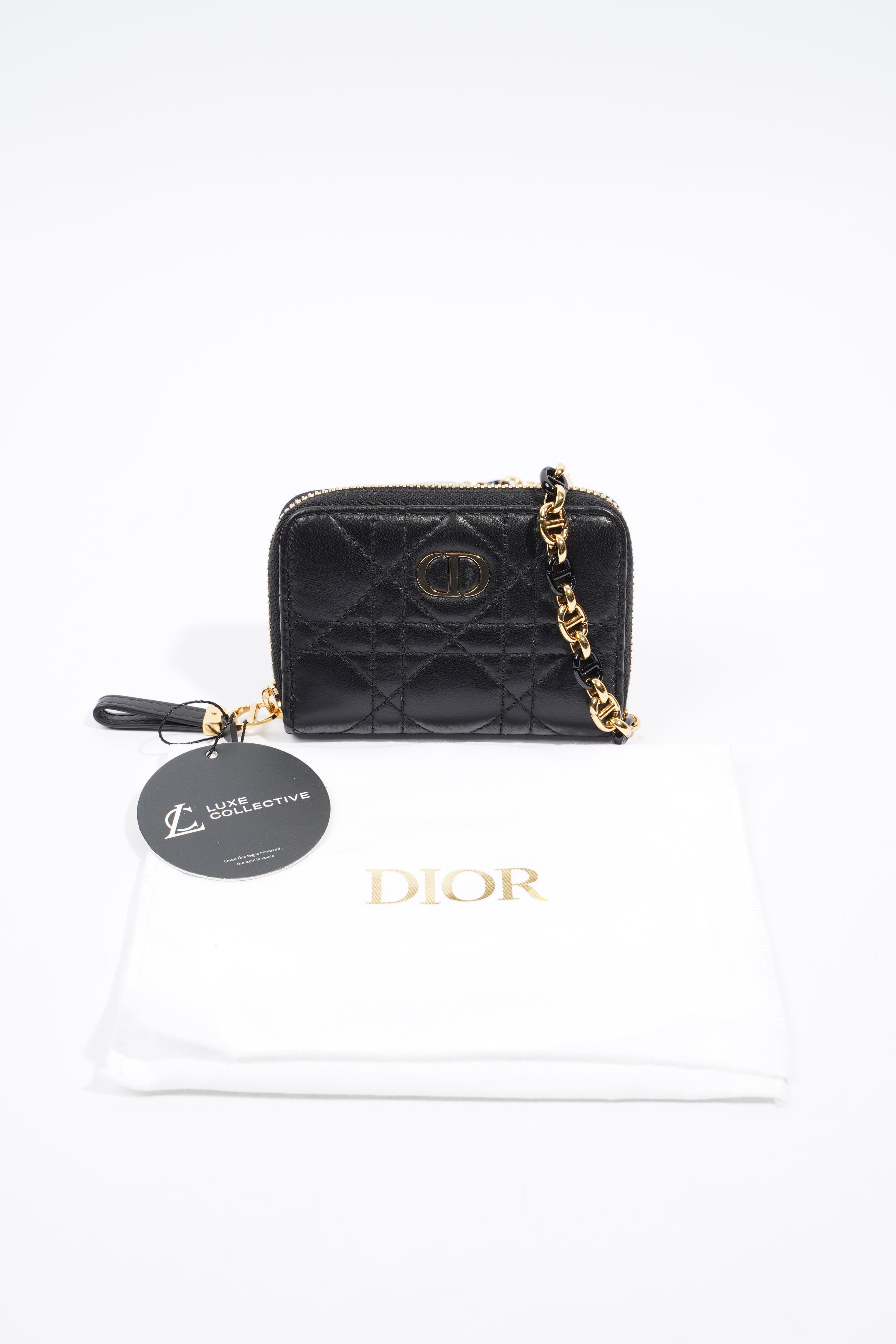 Christian Dior Caro Pouch Black Lambskin Leather