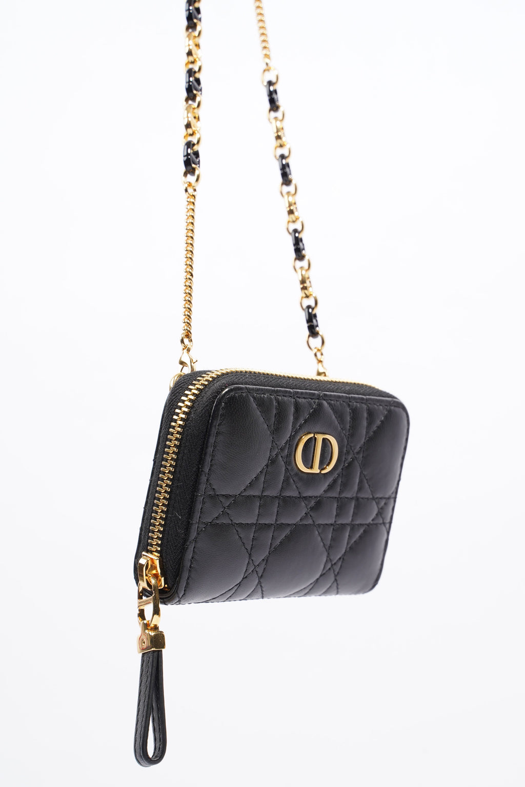 Christian Dior Caro Pouch Black Lambskin Leather