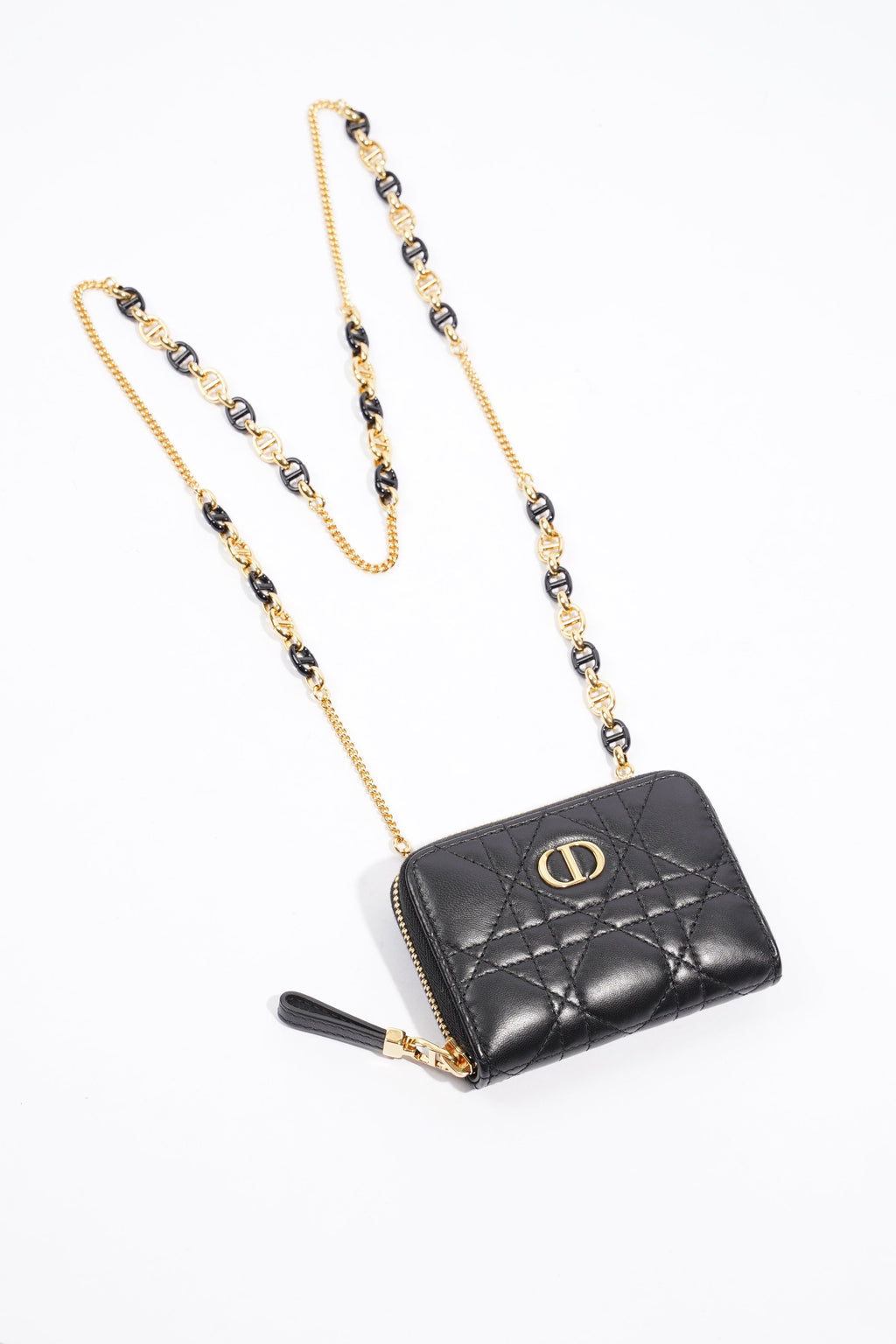 Christian Dior Caro Pouch Black Lambskin Leather