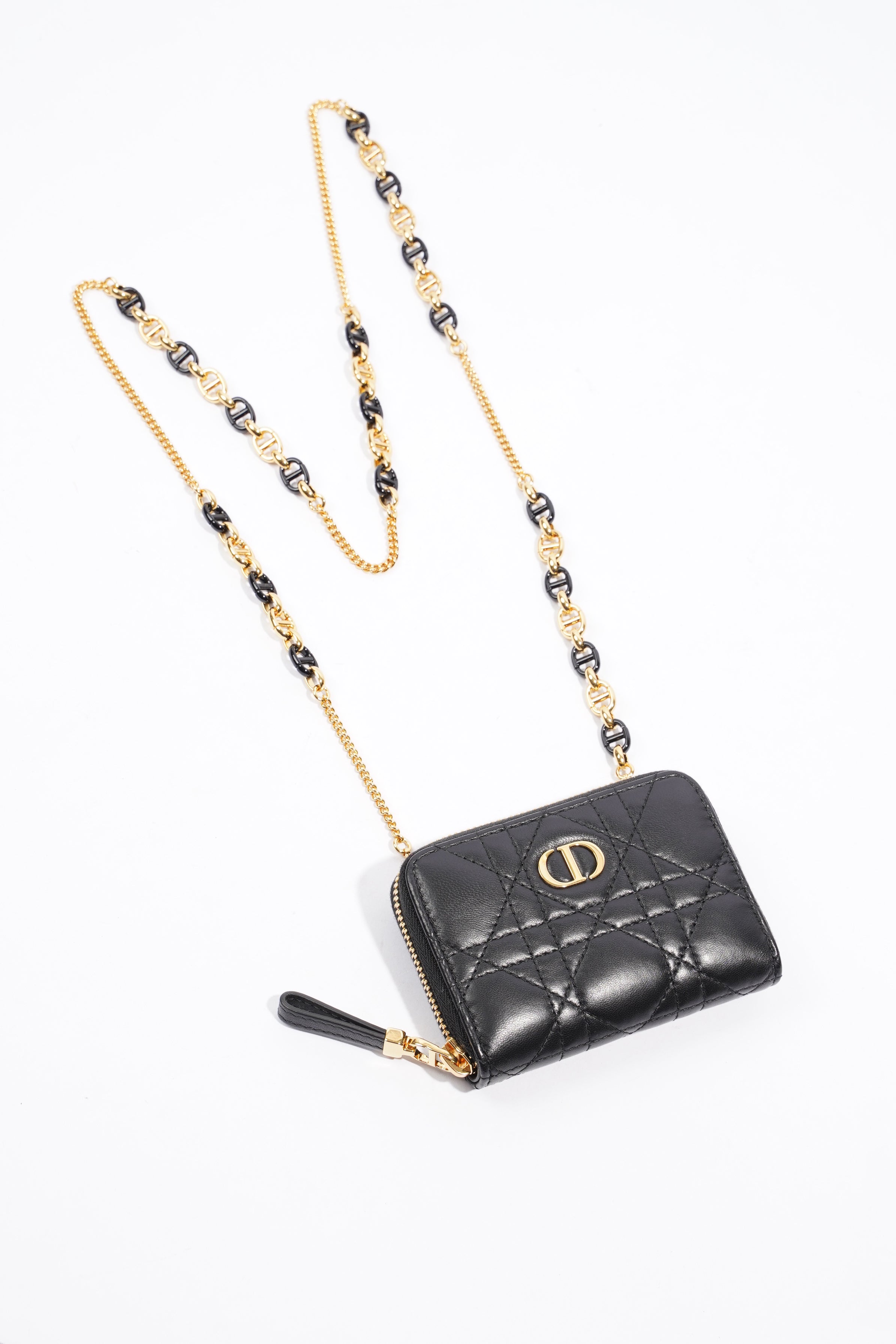 Christian Dior Caro Pouch Black Lambskin Leather