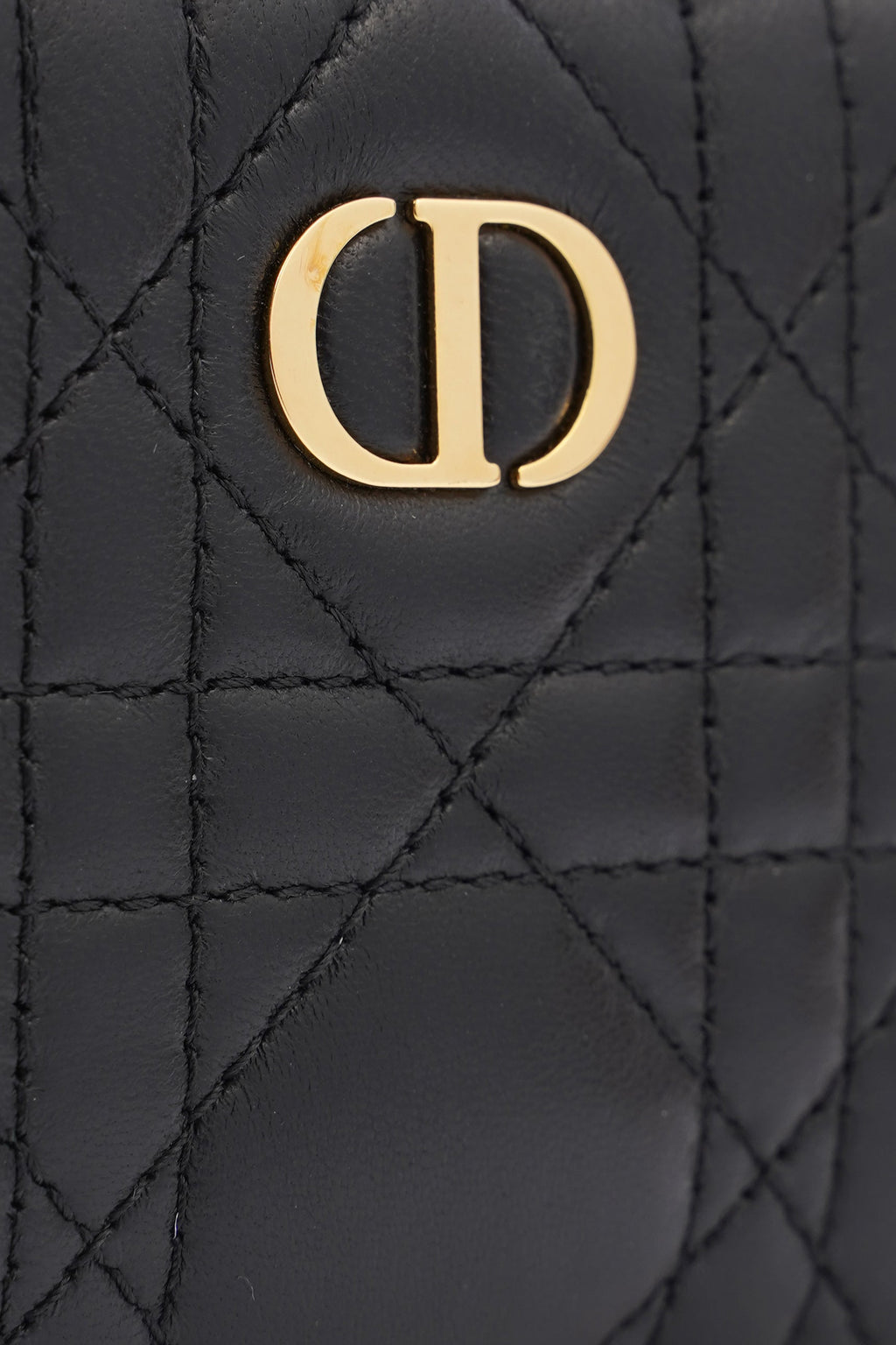 Christian Dior Caro Pouch Black Lambskin Leather