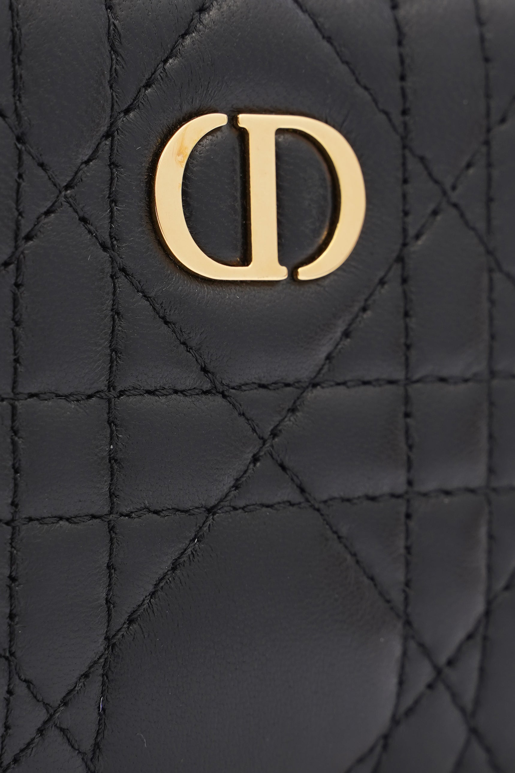 Christian Dior Caro Pouch Black Lambskin Leather