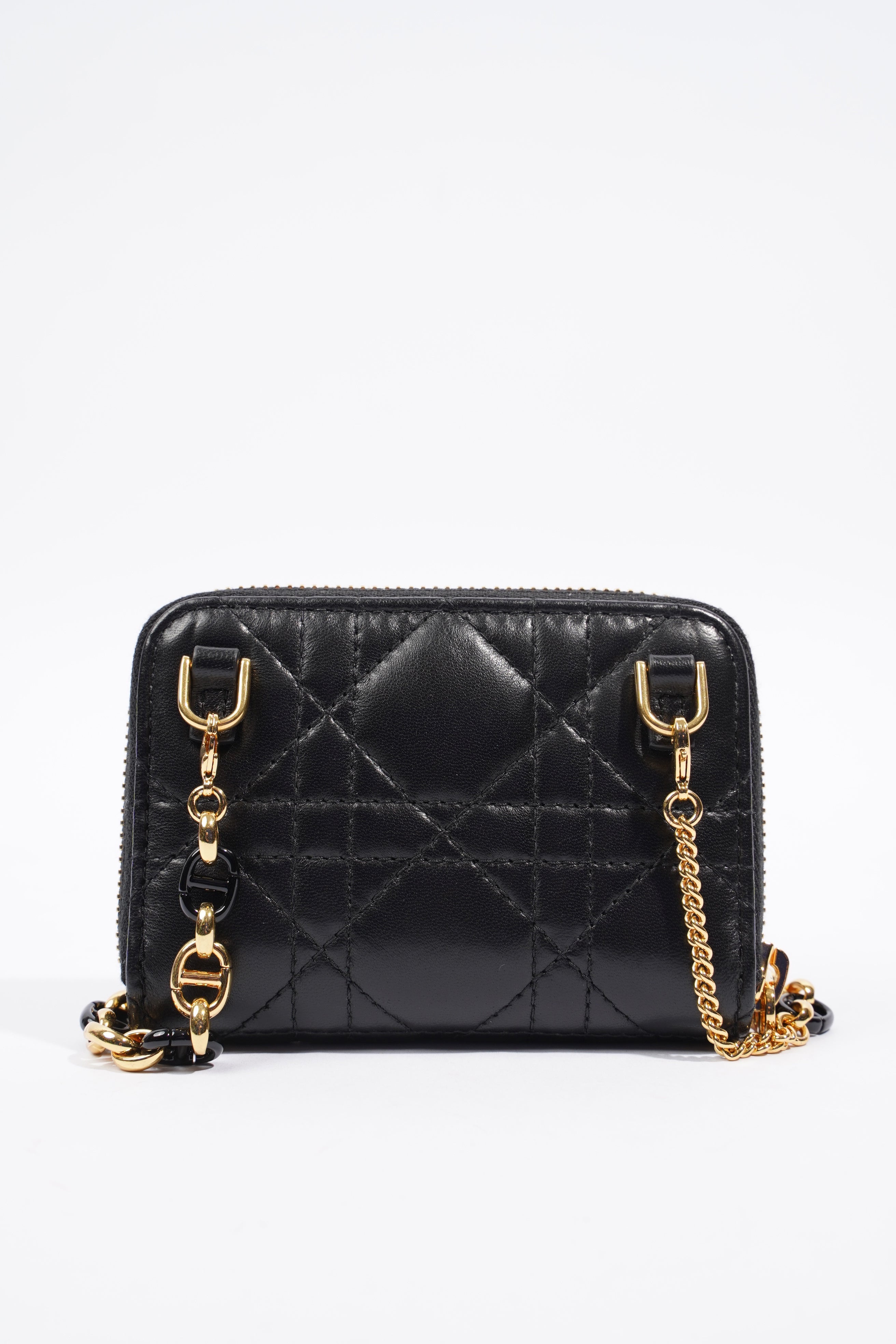 Christian Dior Caro Pouch Black Lambskin Leather