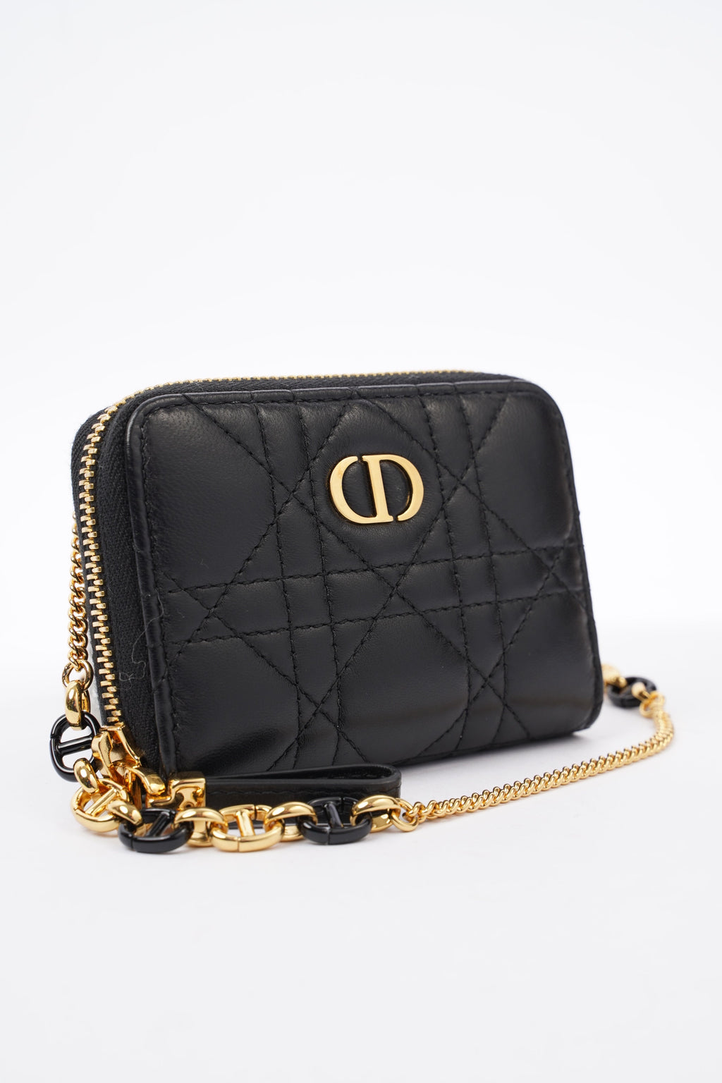 Christian Dior Caro Pouch Black Lambskin Leather