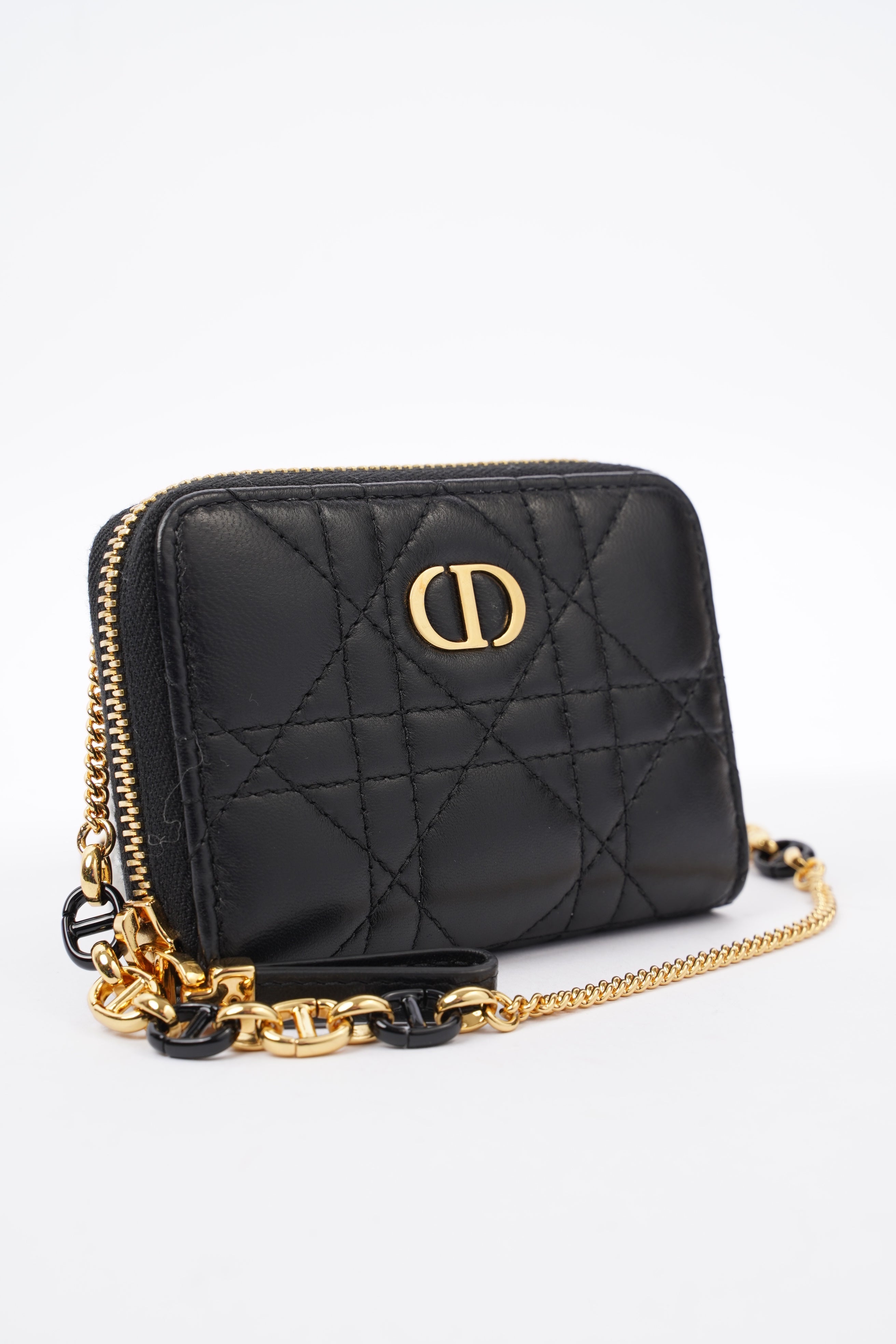 Christian Dior Caro Pouch Black Lambskin Leather