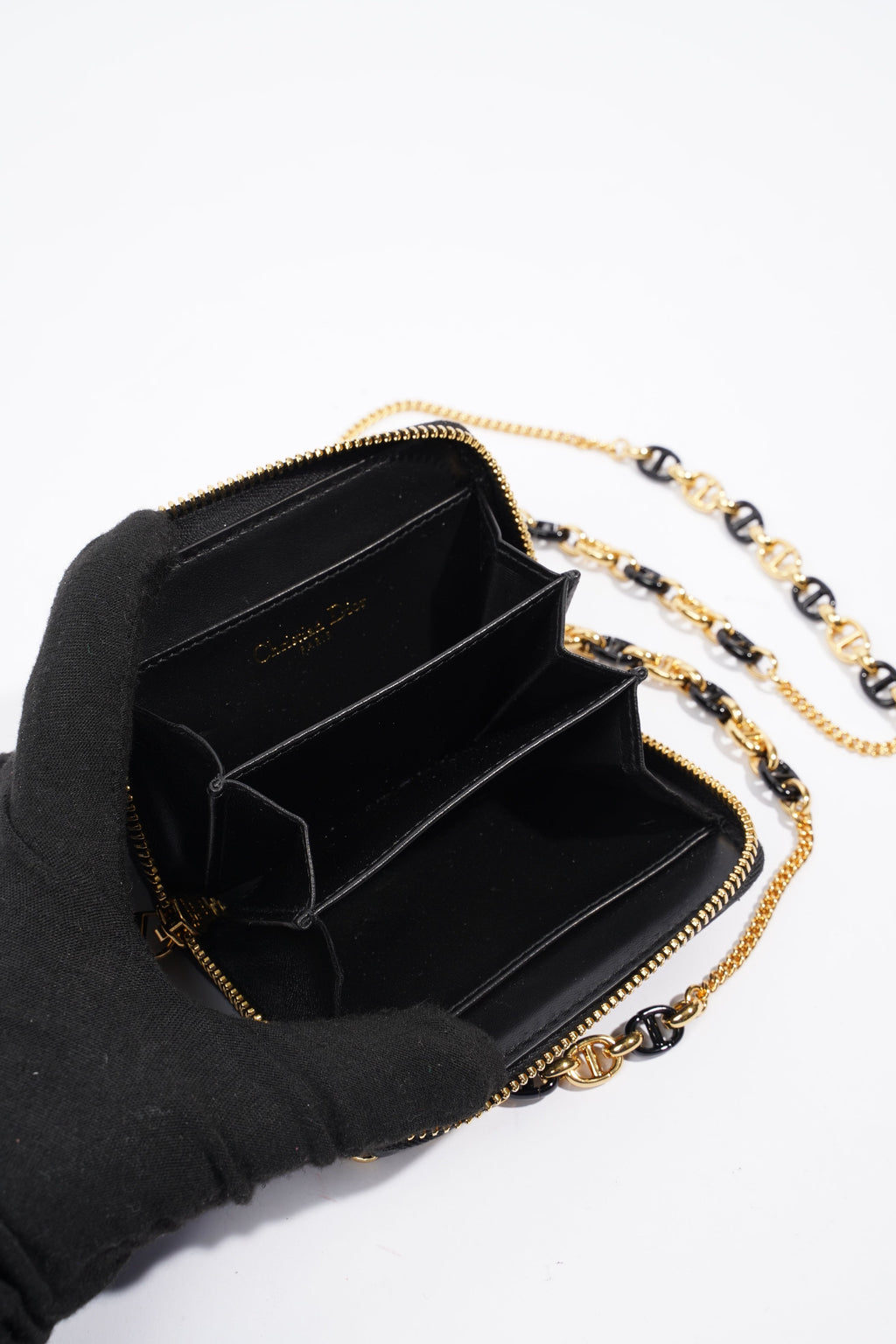 Christian Dior Caro Pouch Black Lambskin Leather