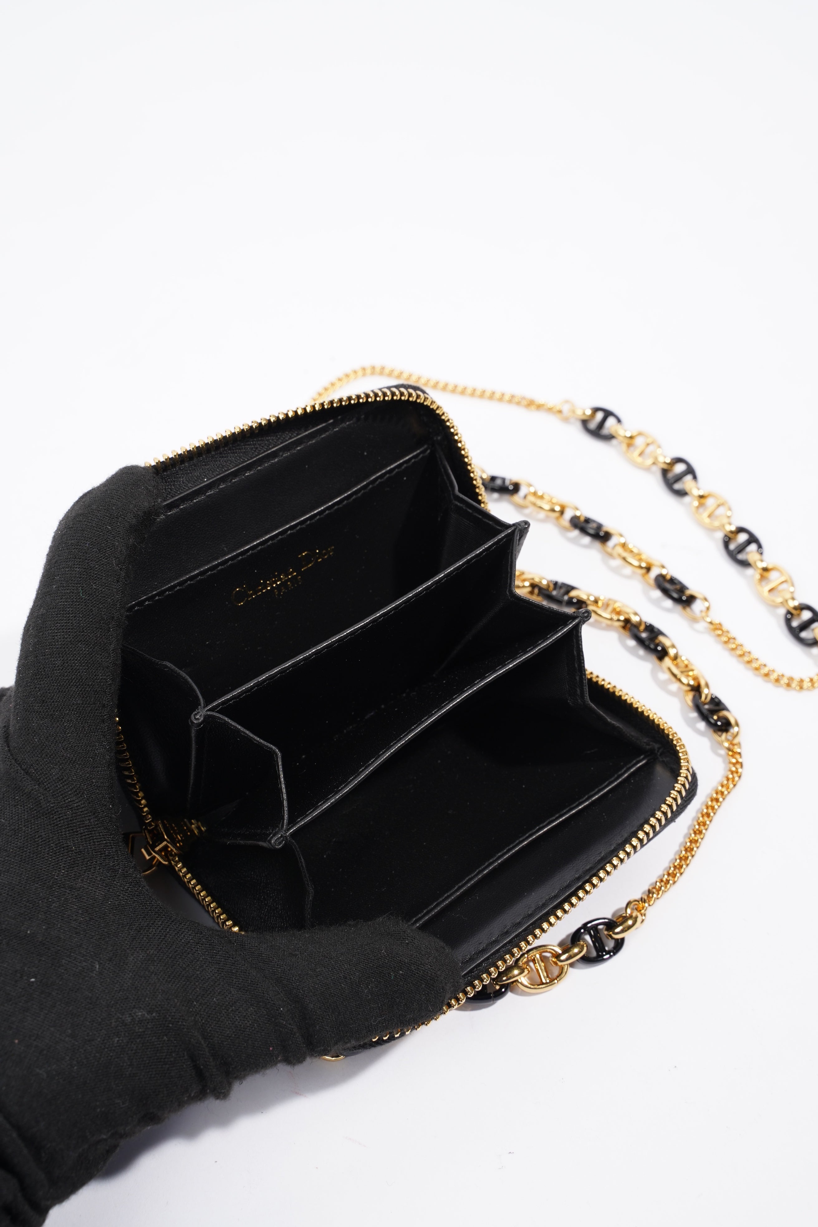 Christian Dior Caro Pouch Black Lambskin Leather
