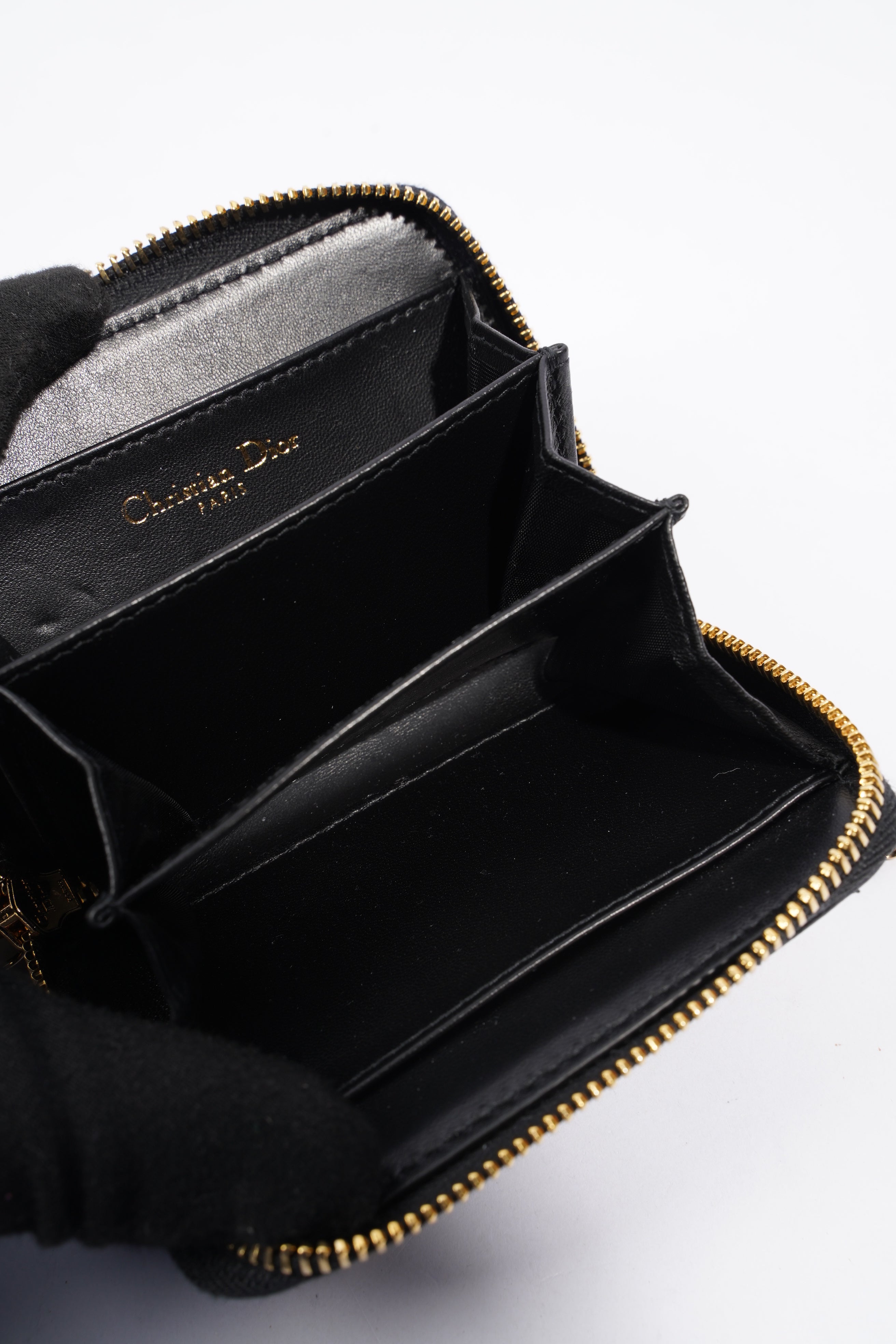 Christian Dior Caro Pouch Black Lambskin Leather