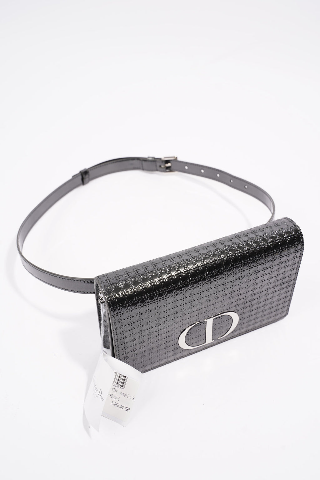 Christian Dior 30 Montaigne 2-in-1 Pouch Grey Patent Leather