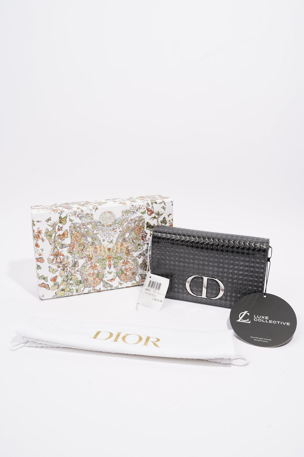 Christian Dior 30 Montaigne 2-in-1 Pouch Grey Patent Leather