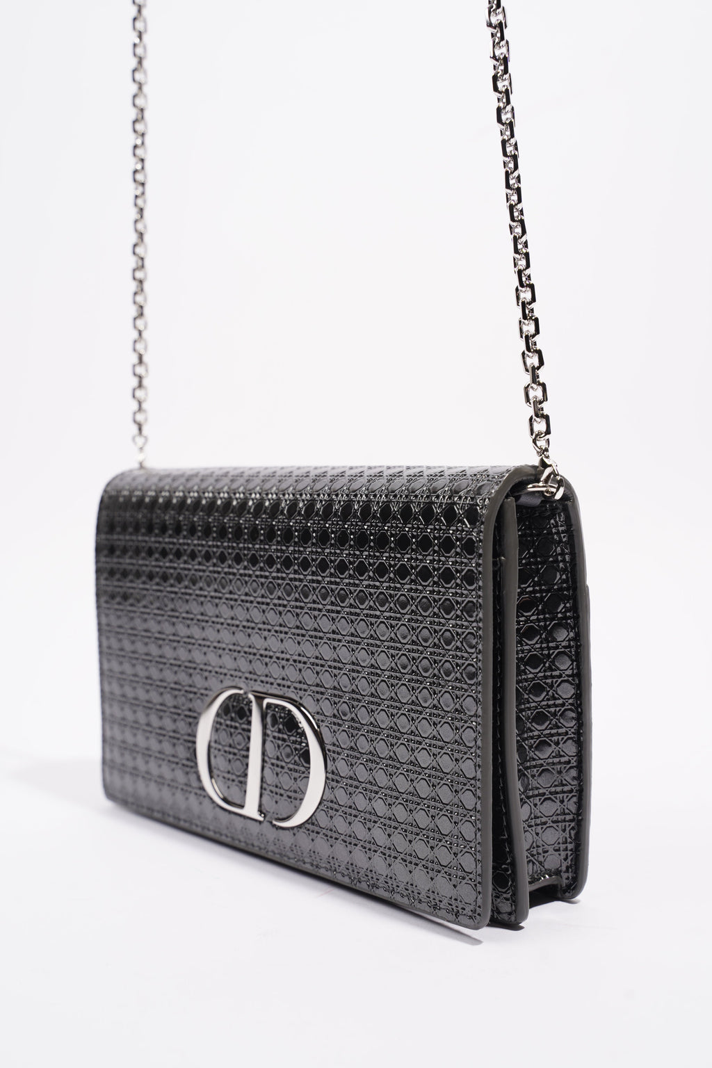 Christian Dior 30 Montaigne 2-in-1 Pouch Grey Patent Leather