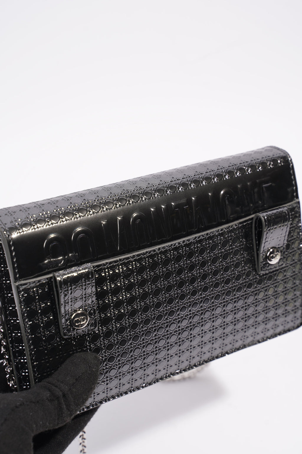 Christian Dior 30 Montaigne 2-in-1 Pouch Grey Patent Leather