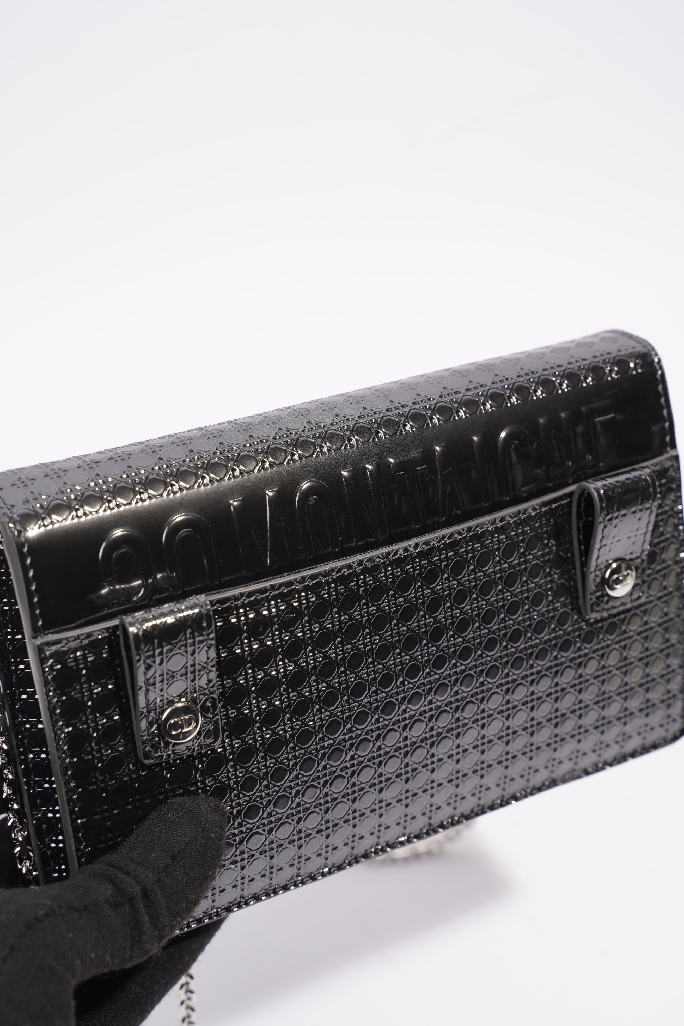 Christian Dior 30 Montaigne 2-in-1 Pouch Grey Patent Leather