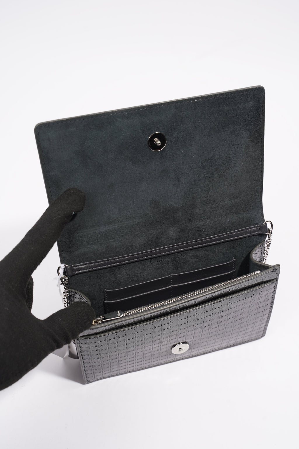 Christian Dior 30 Montaigne 2-in-1 Pouch Grey Patent Leather
