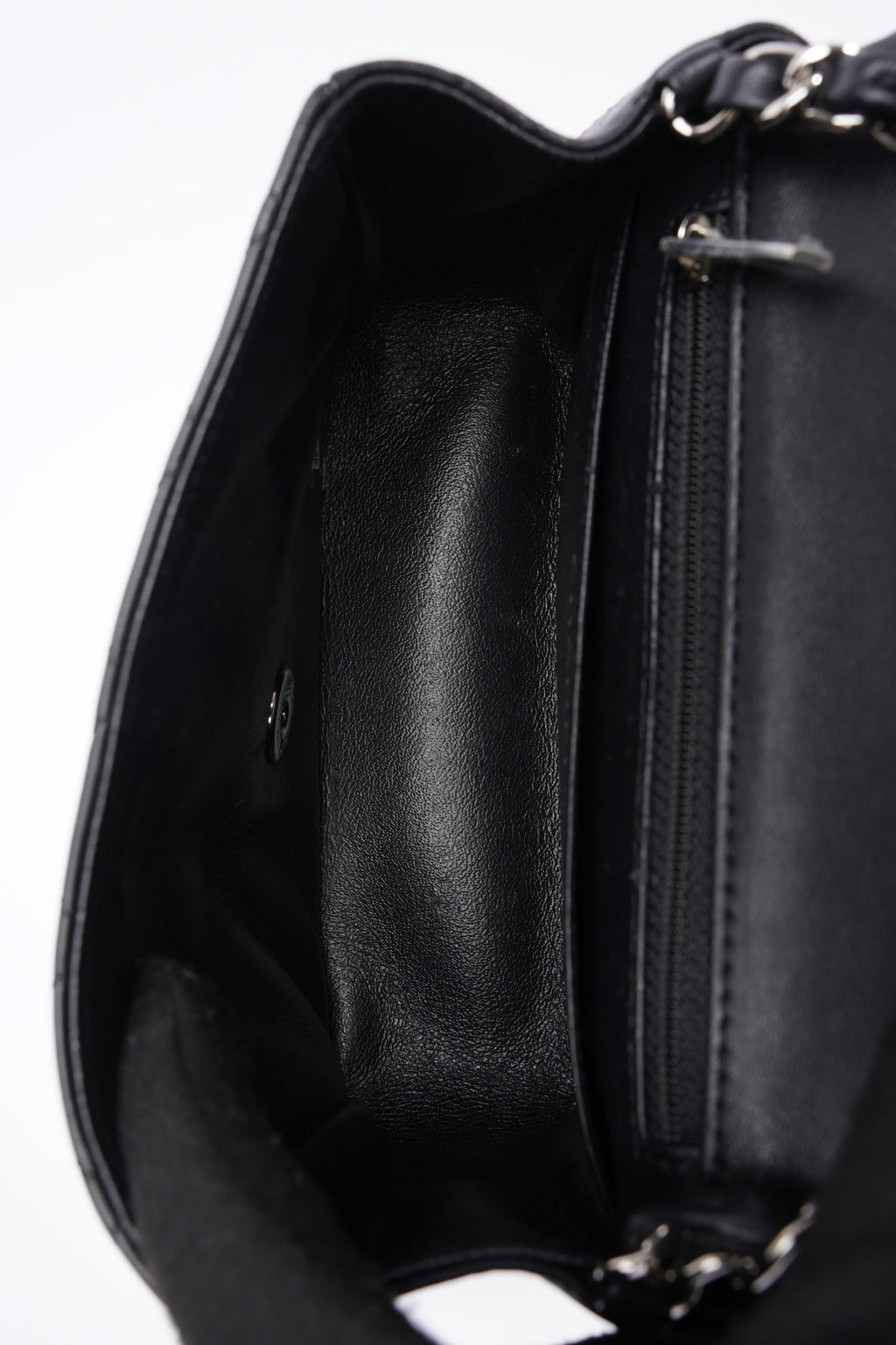 Chanel Square Classic Single Flap Bag Black Lambskin Leather Mini