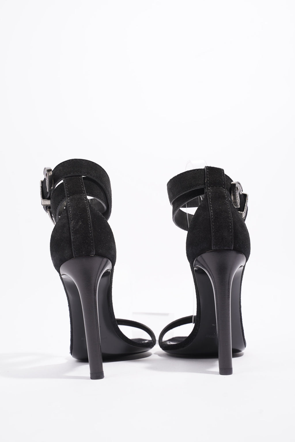 Saint Laurent Strap Ankle Heel 100 Black Suede EU 39 UK 6
