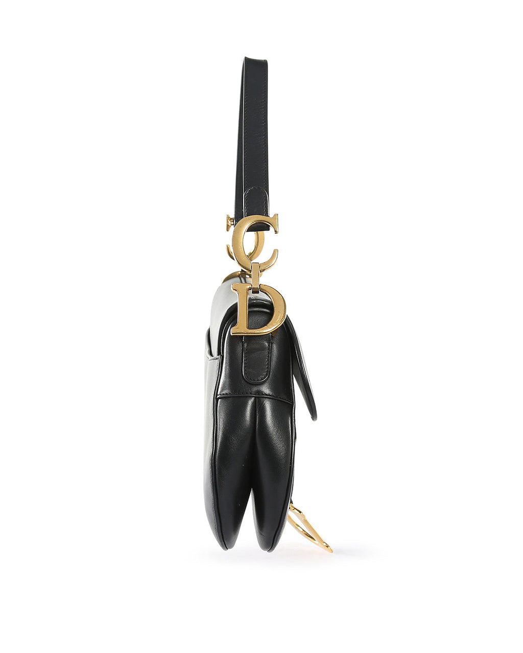 CHRISTIAN DIOR Black Calfskin Leather Saddle Bag
