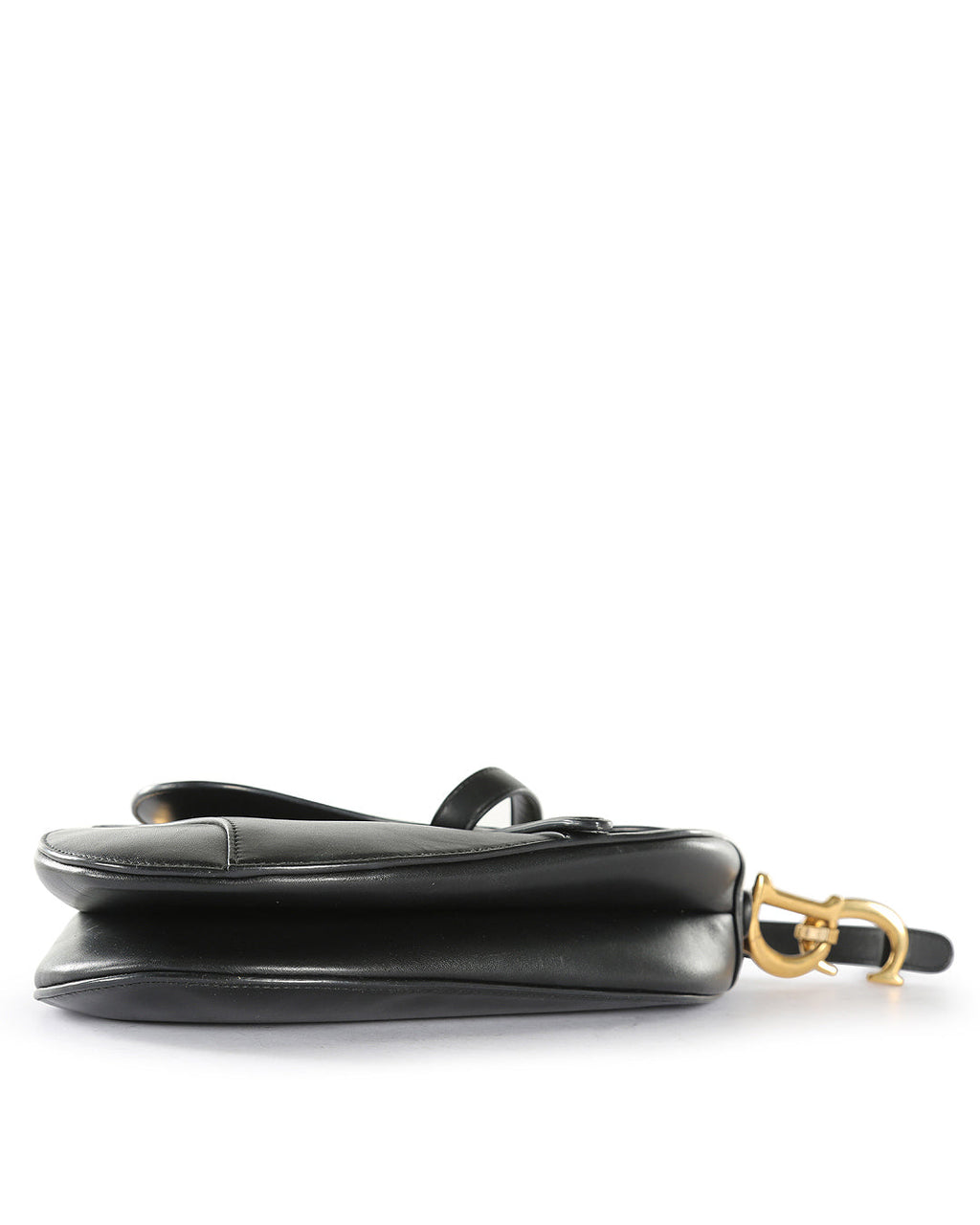 CHRISTIAN DIOR Black Calfskin Leather Saddle Bag