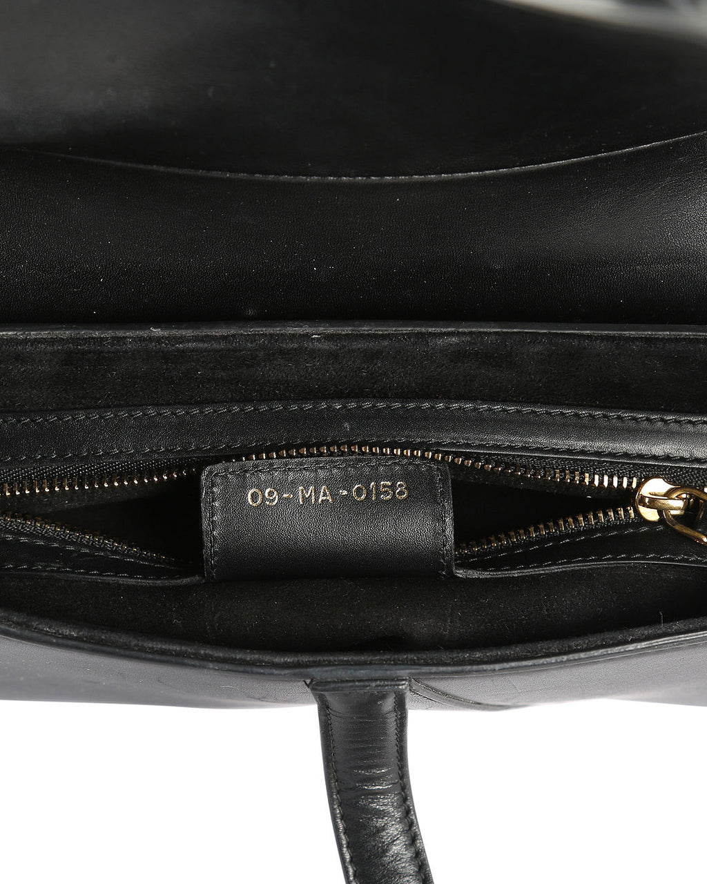 CHRISTIAN DIOR Black Calfskin Leather Saddle Bag