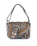 CHRISTIAN DIOR Metallic Bronze Calfskin Leather Vintage Gaucho Double Saddle Bag