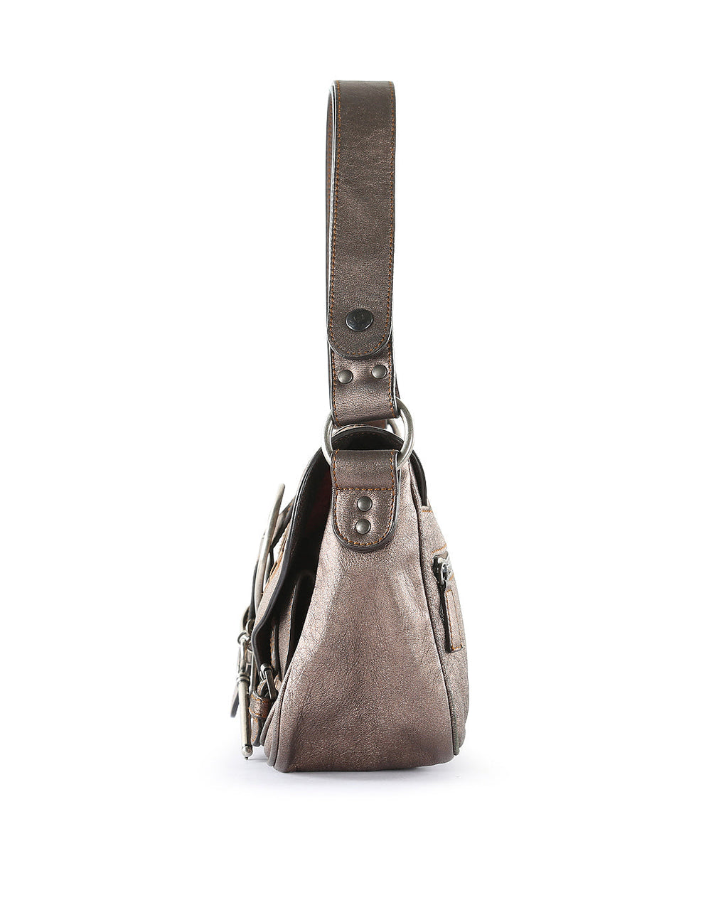 CHRISTIAN DIOR Metallic Bronze Calfskin Leather Vintage Gaucho Double Saddle Bag