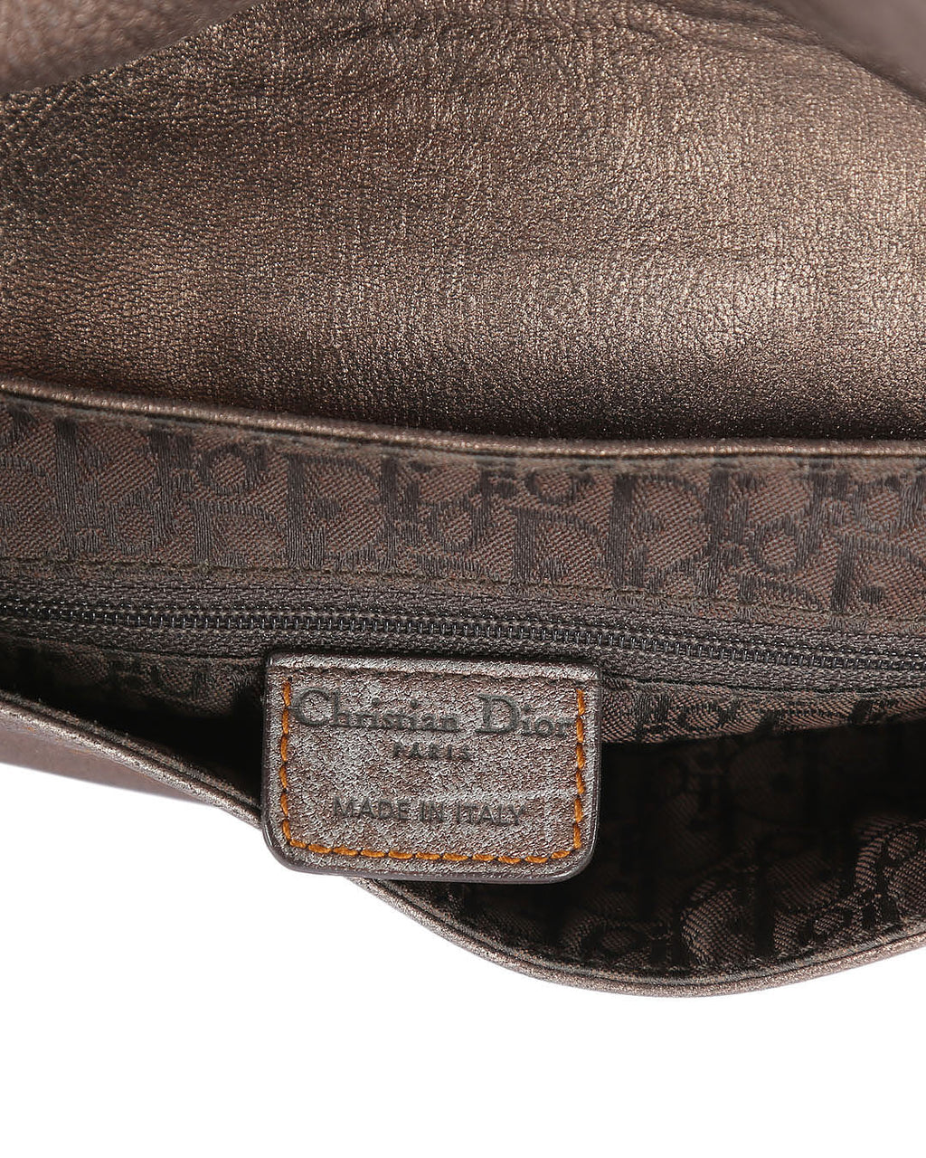 CHRISTIAN DIOR Metallic Bronze Calfskin Leather Vintage Gaucho Double Saddle Bag