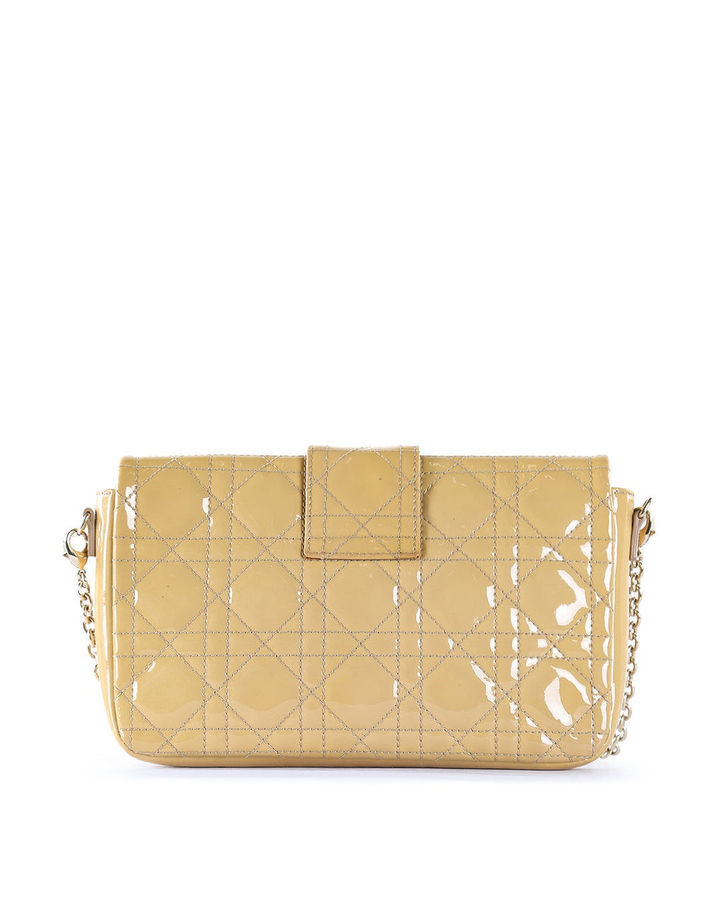 CHRISTIAN DIOR Beige Cannage Patent Leather Small Miss Dior Promenade Crossbody Bag