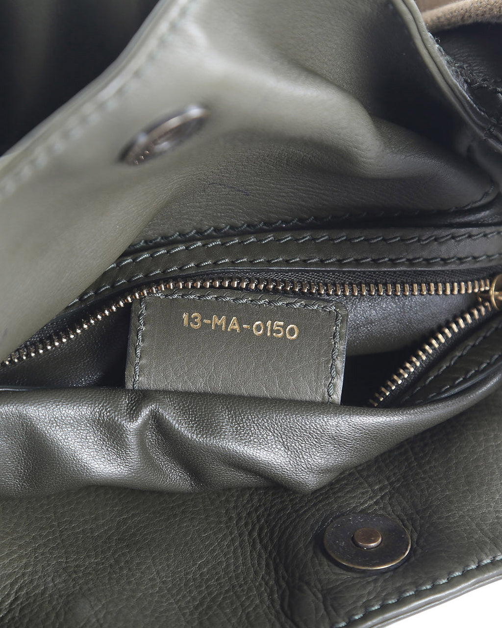 CHRISTIAN DIOR Olive Green Calfskin Leather Woven Pocket Satchel Bag
