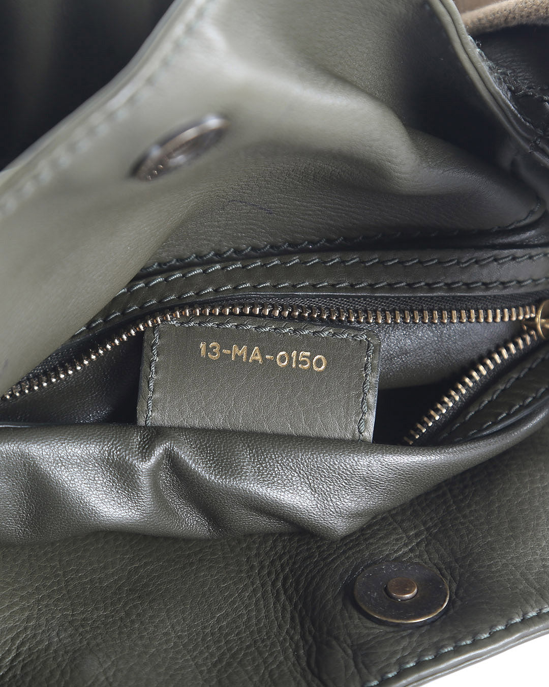 CHRISTIAN DIOR Olive Green Calfskin Leather Woven Pocket Satchel Bag