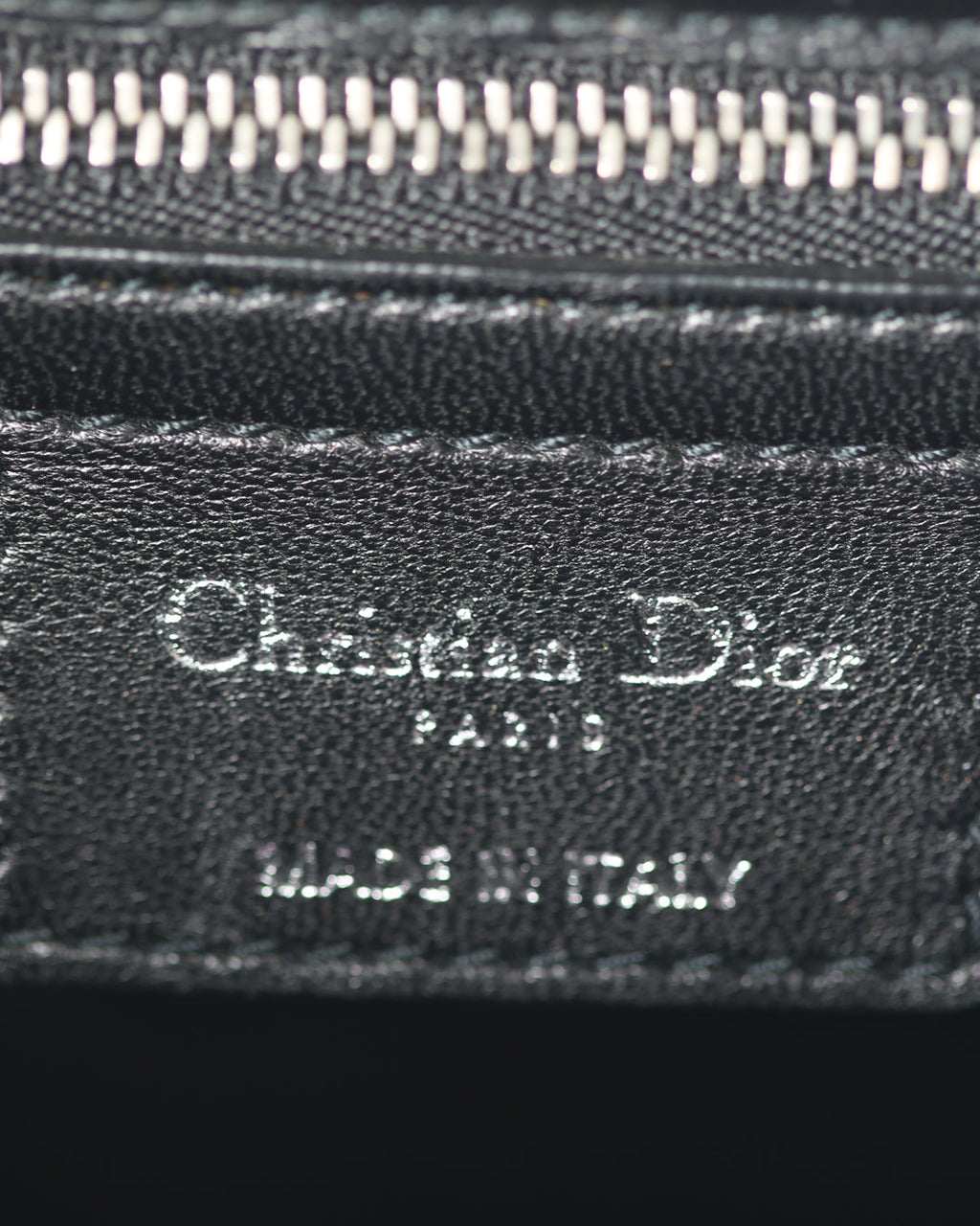 CHRISTIAN DIOR Black Leather Limited Edition Pocket Large Lady Dior Tote Bag