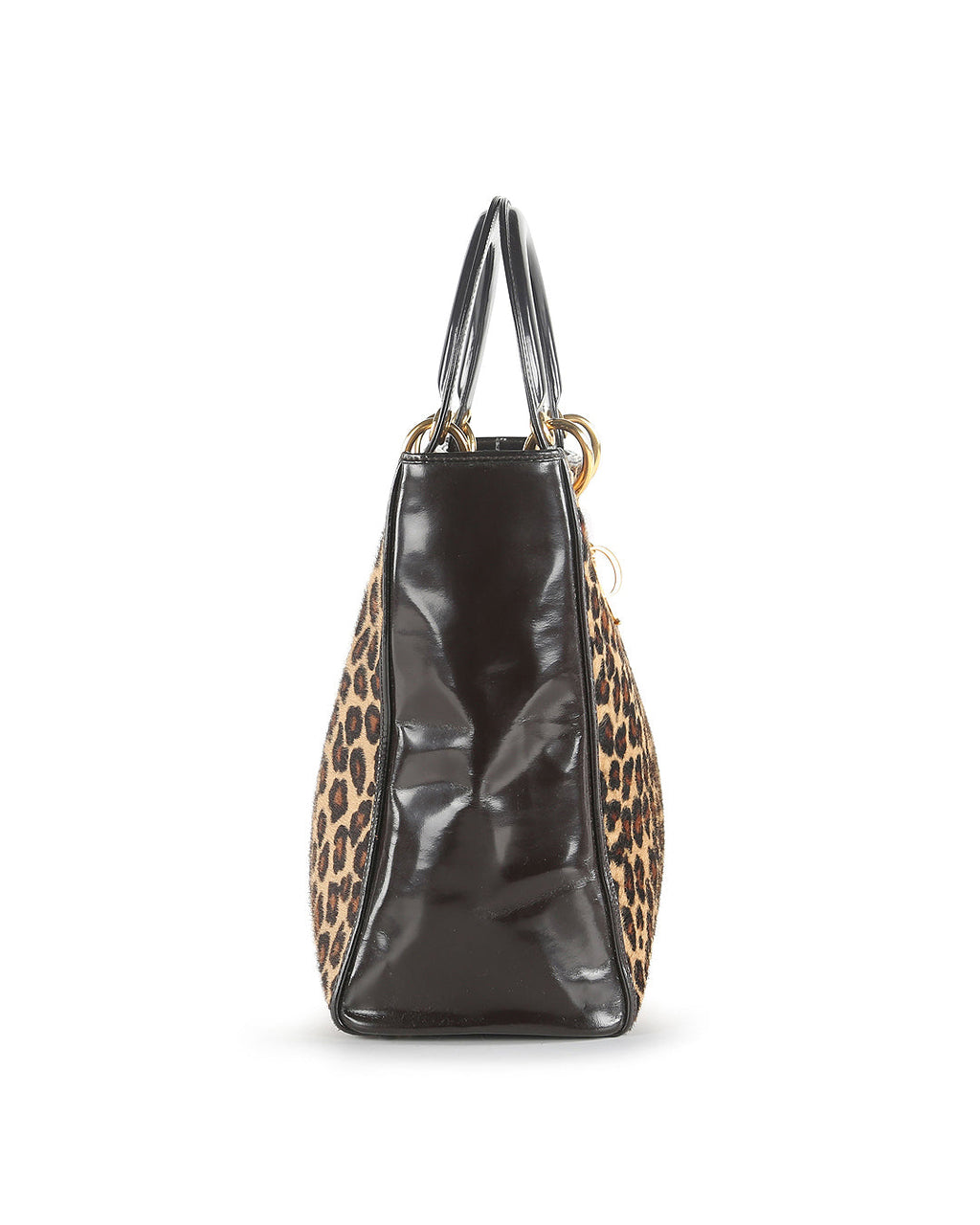 CHRISTIAN DIOR Leopard Print Pony Hair Lady Dior Bag