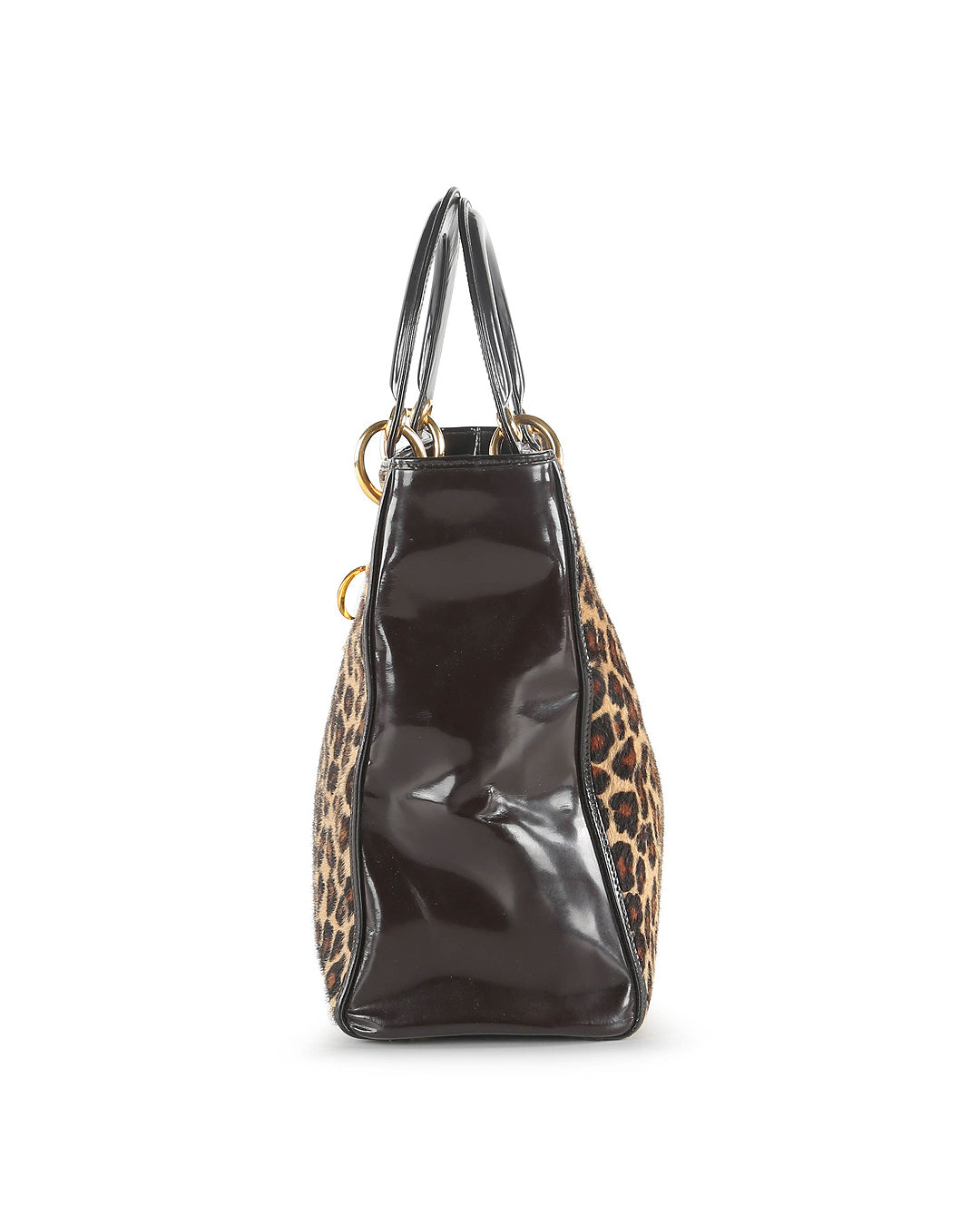 CHRISTIAN DIOR Leopard Print Pony Hair Lady Dior Bag