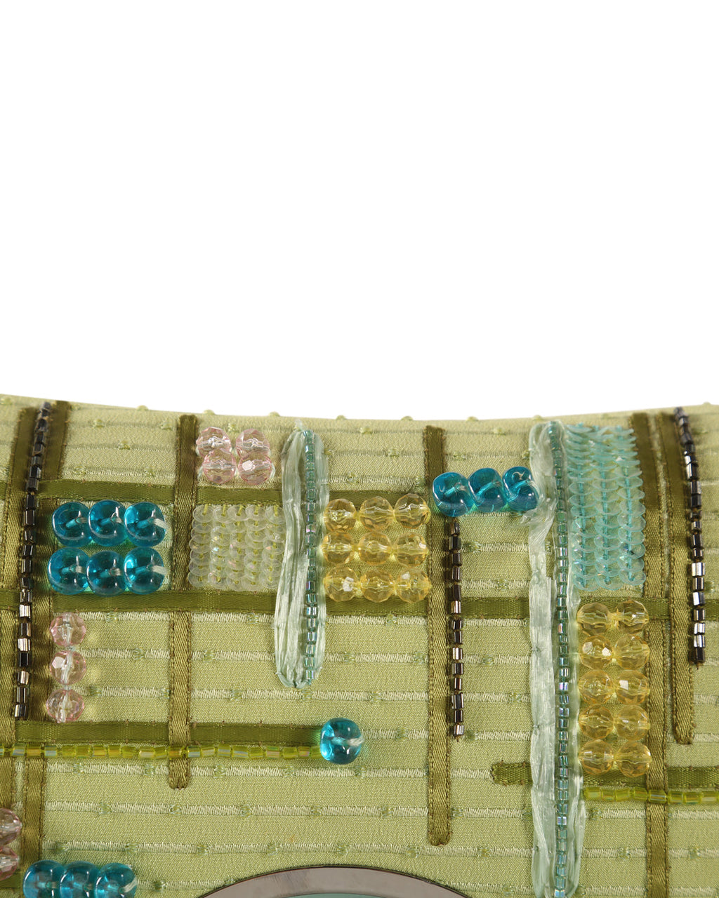 CHRISTIAN DIOR Pistachio Canvas Shoulder Bag With Beads