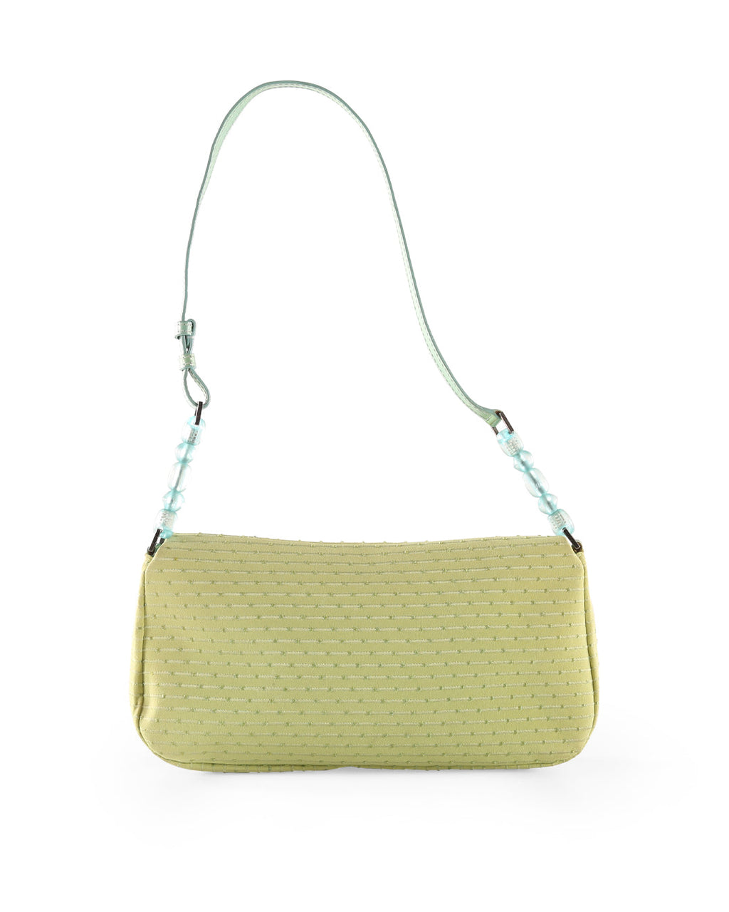 CHRISTIAN DIOR Pistachio Canvas Shoulder Bag With Beads