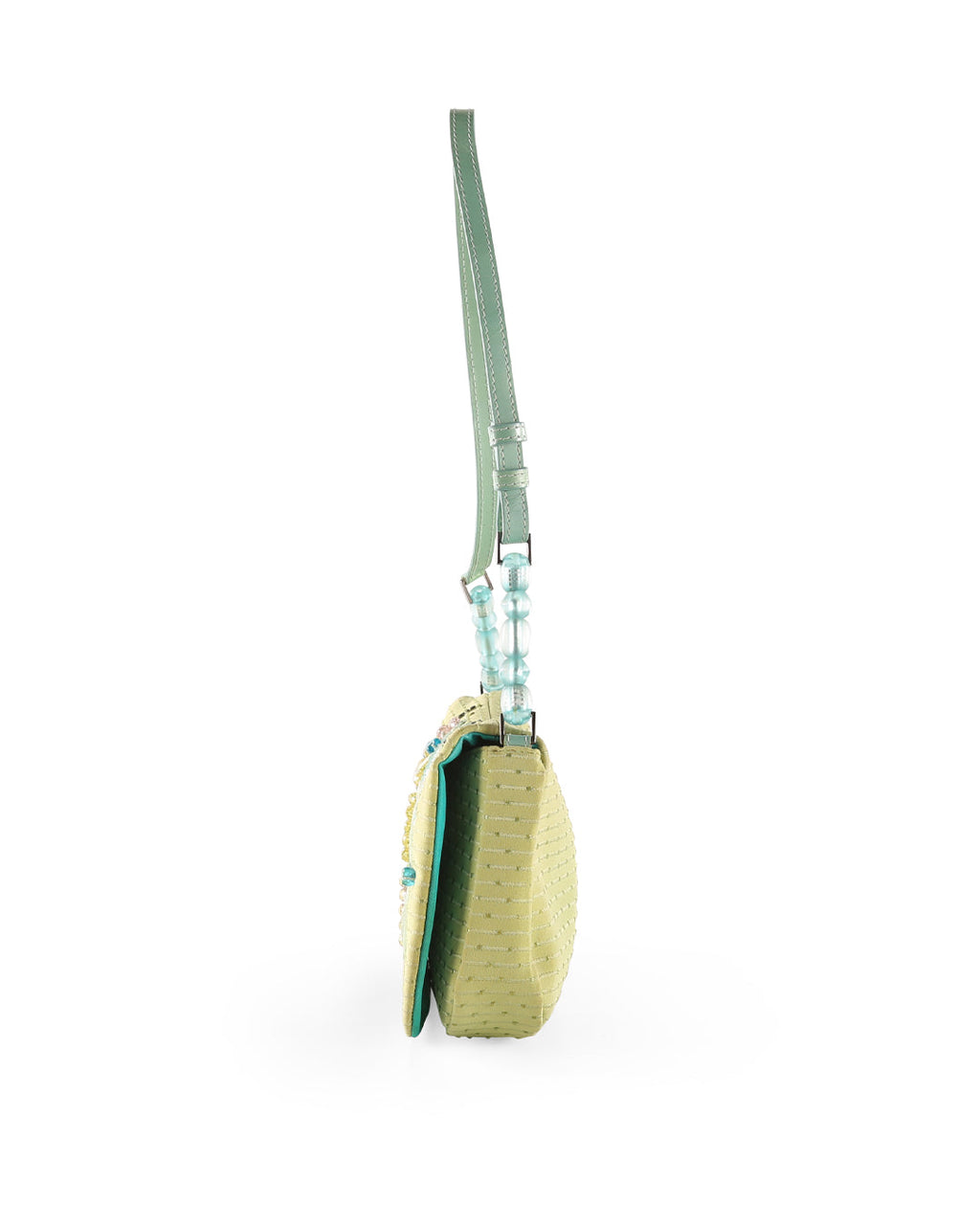 CHRISTIAN DIOR Pistachio Canvas Shoulder Bag With Beads