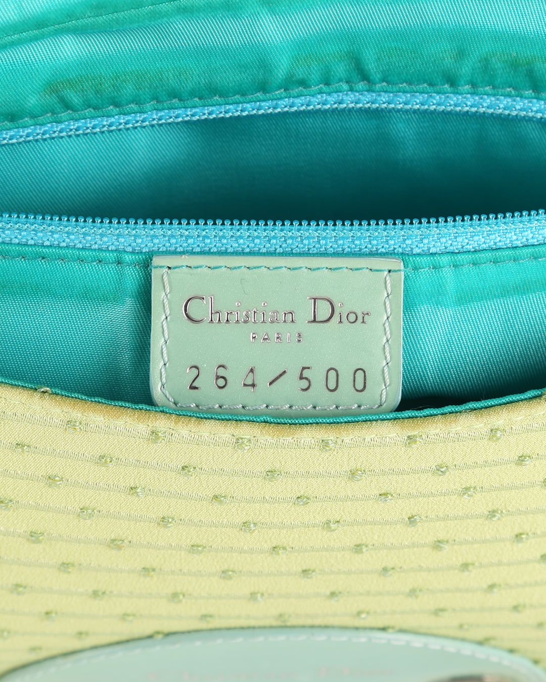CHRISTIAN DIOR Pistachio Canvas Shoulder Bag With Beads