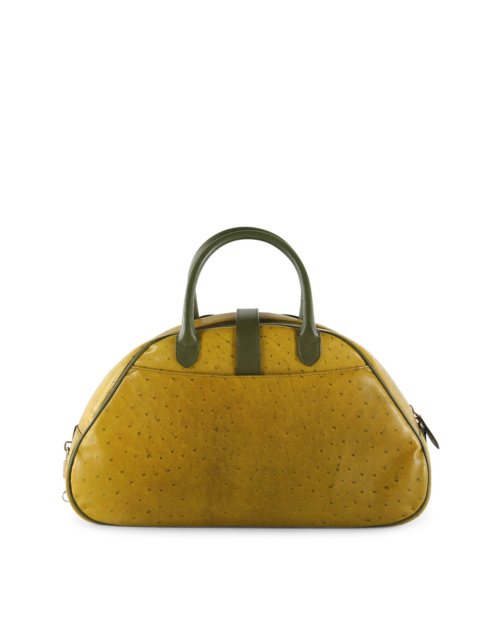 CHRISTIAN DIOR Olive Green Ostrich Leather Medium Saddle Bowler Bag