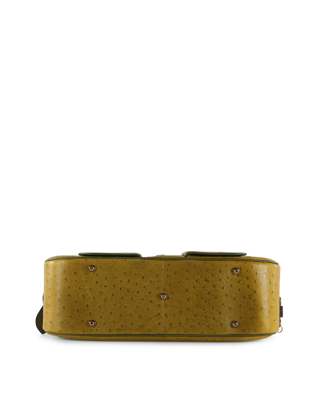 CHRISTIAN DIOR Olive Green Ostrich Leather Medium Saddle Bowler Bag