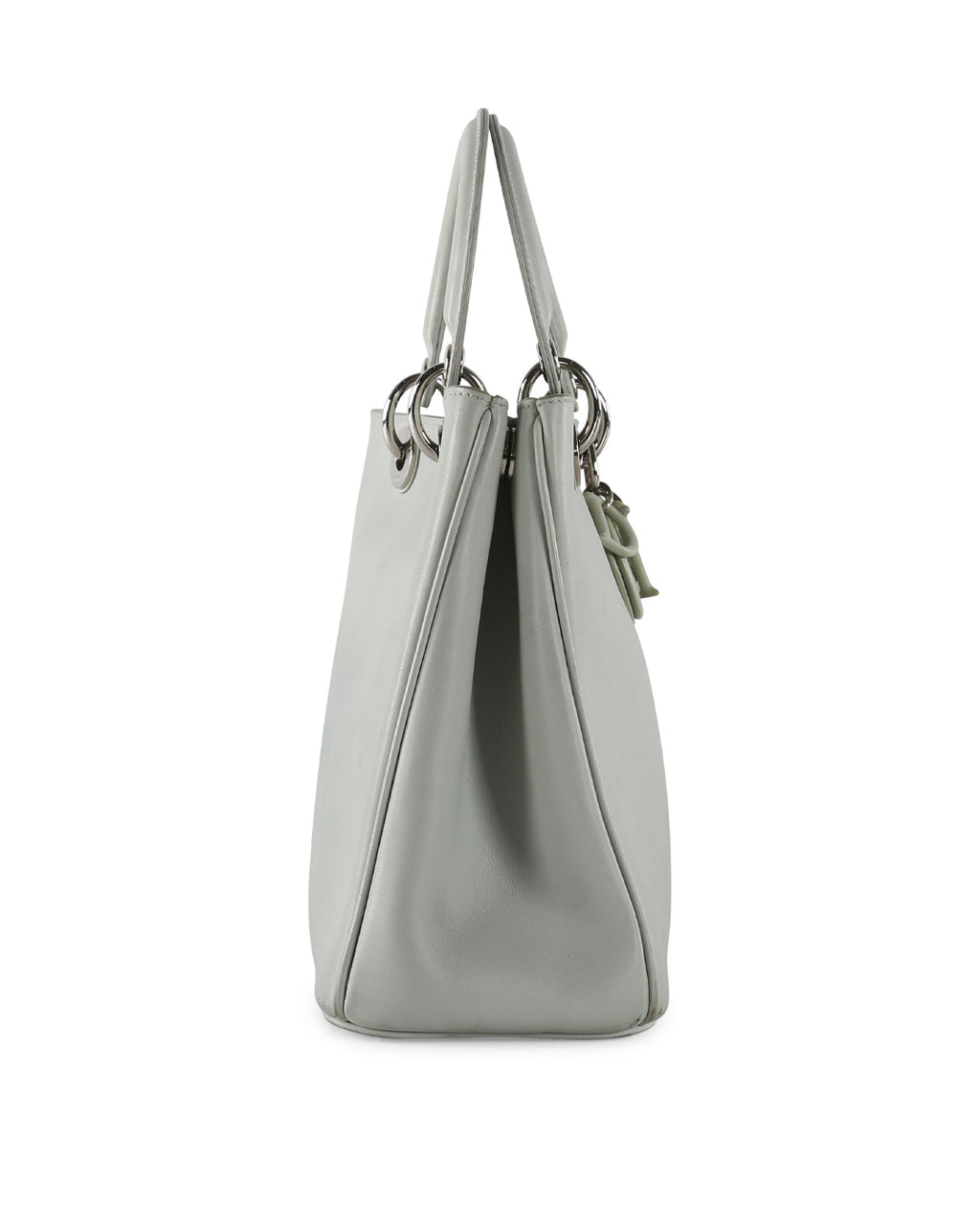 CHRISTIAN DIOR Light Grey Leather Medium Diorissimo Tote Bag