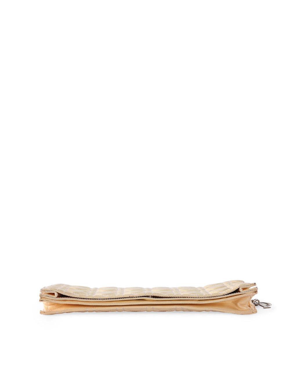 CHRISTIAN DIOR Off White Cannage Patent Leather Foldover Clutch